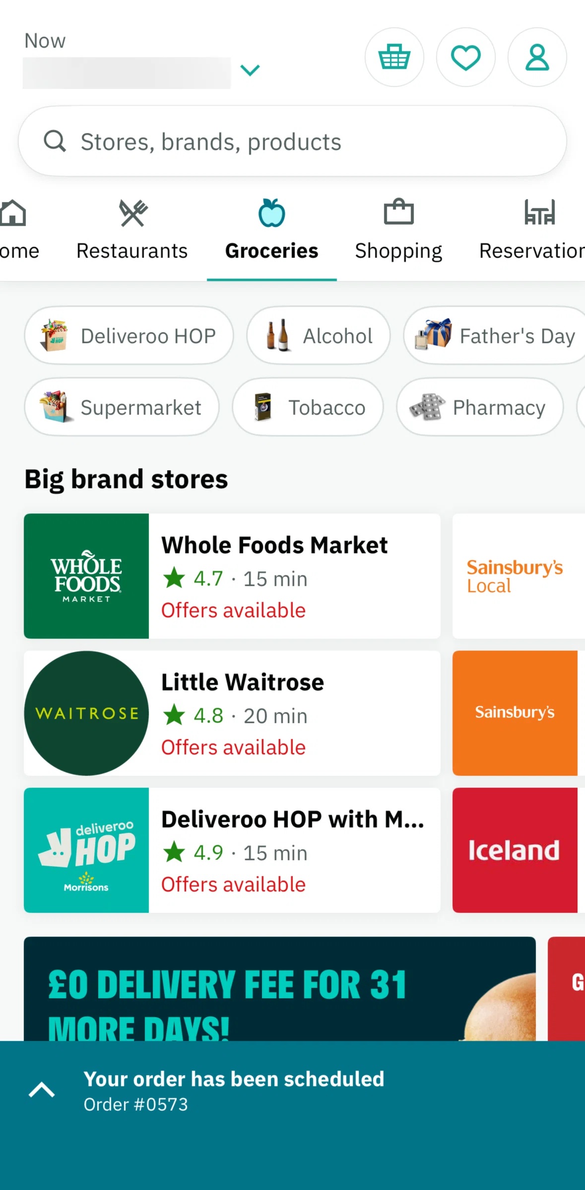 Deliveroo Screen screen in the Store detail flow