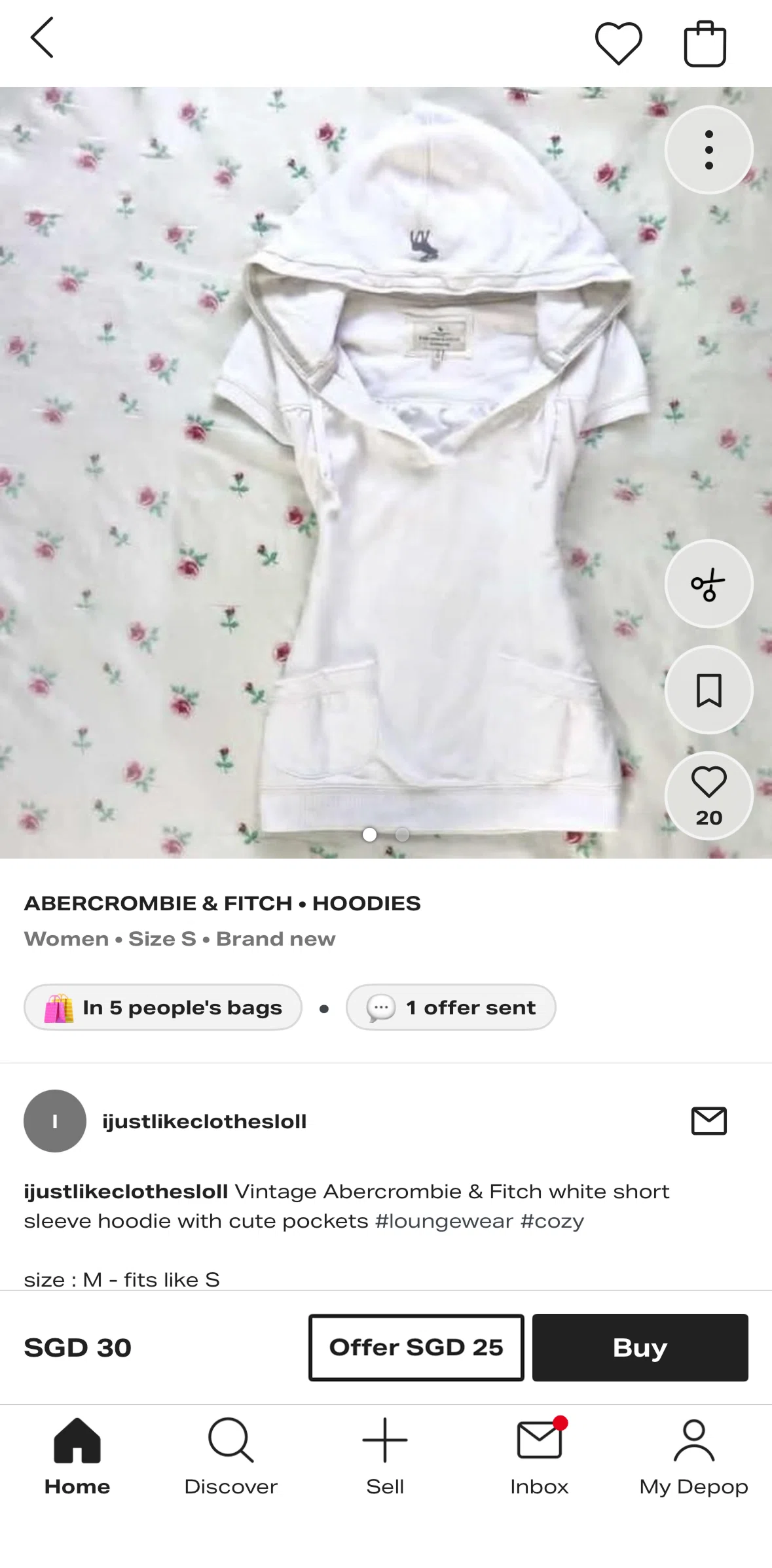 Depop Screen screen in the Adding to bag flow