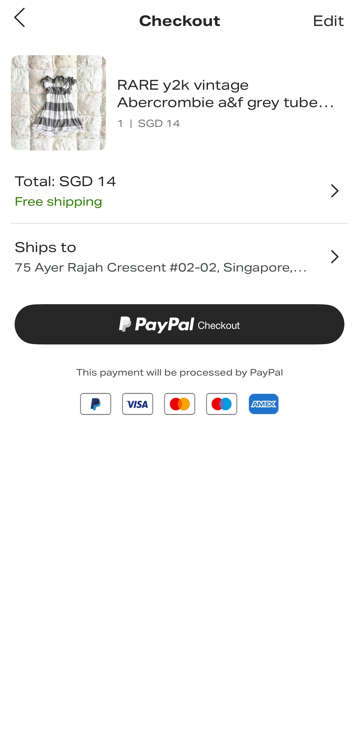 Depop Screen screen in the Checkout summary flow