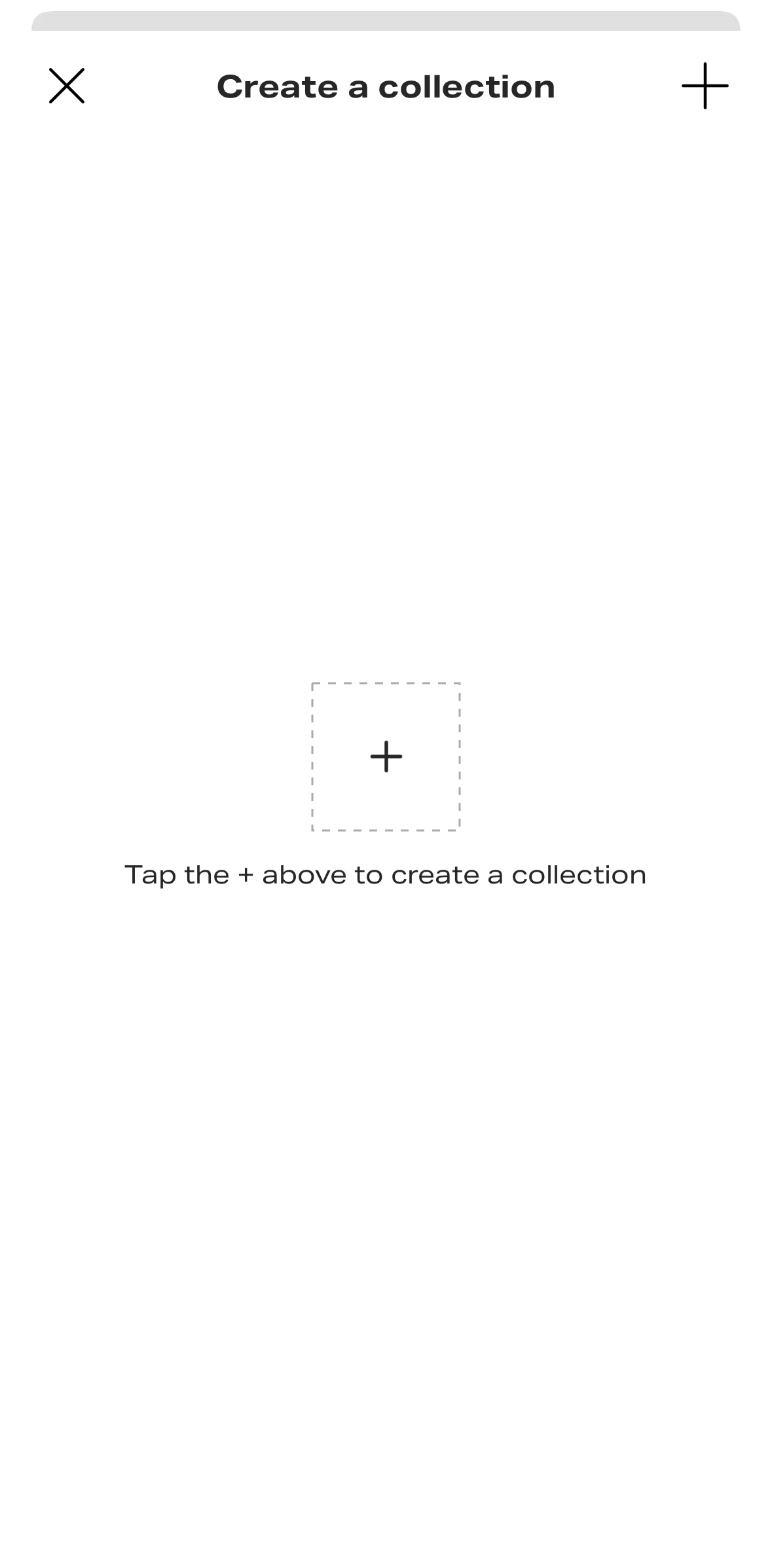 Depop Screen screen in the Creating a collection flow