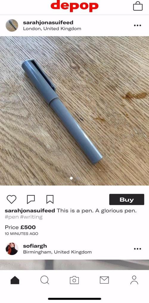 Depop Home feed screen in the General Browsing flow