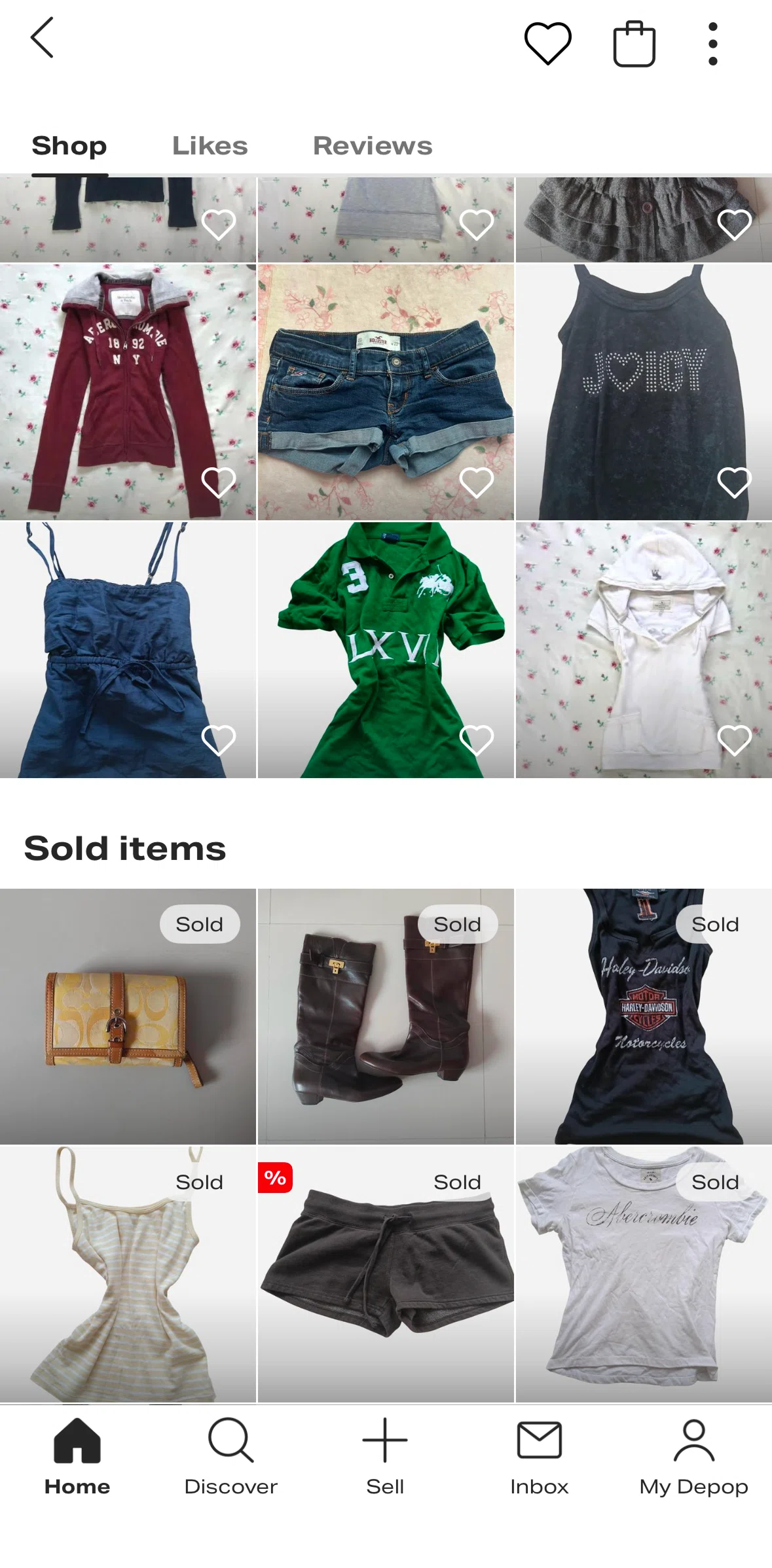Depop Screen screen in the Item detail (sold) flow