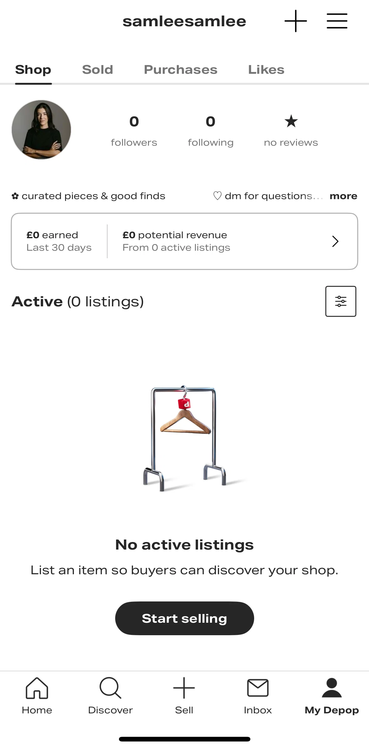 Depop Screen screen in the Listing an item flow