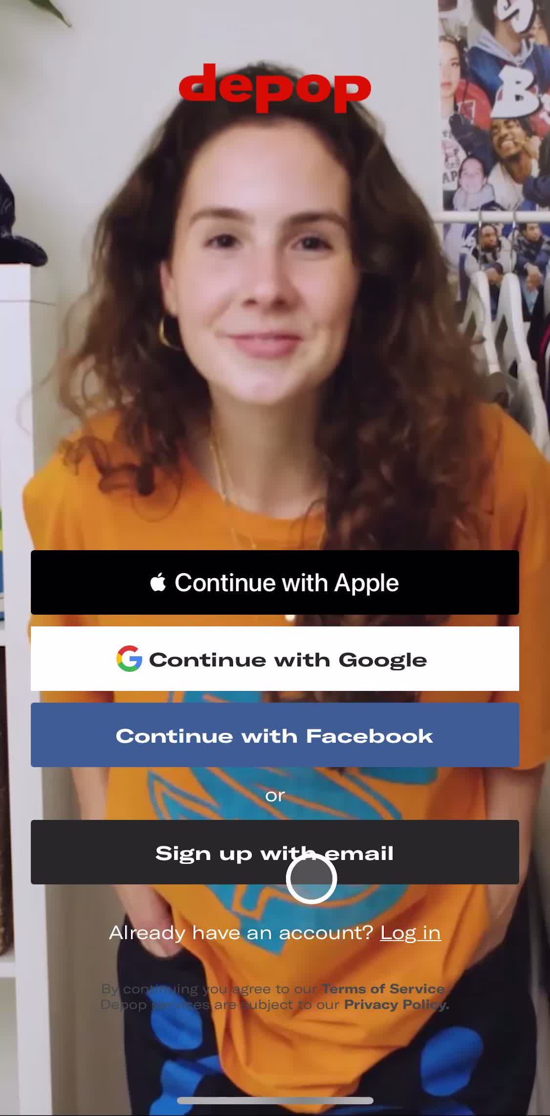 Depop Start screen screen in the Onboarding flow
