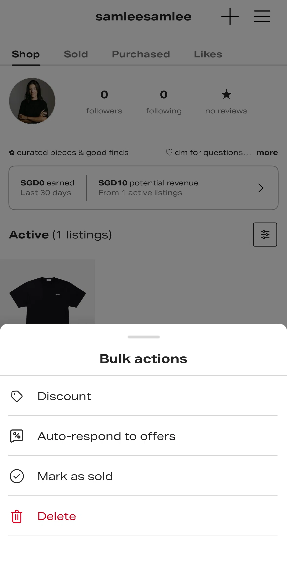 Depop Screen screen in the Setting an offers auto-respond flow