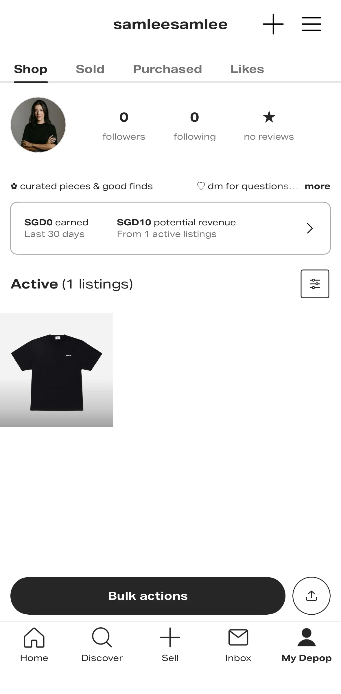 Depop Screen screen in the Settings flow