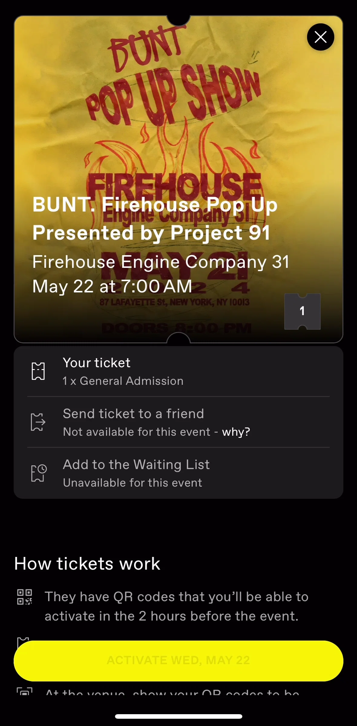 Dice Screen screen in the Ticket detail flow