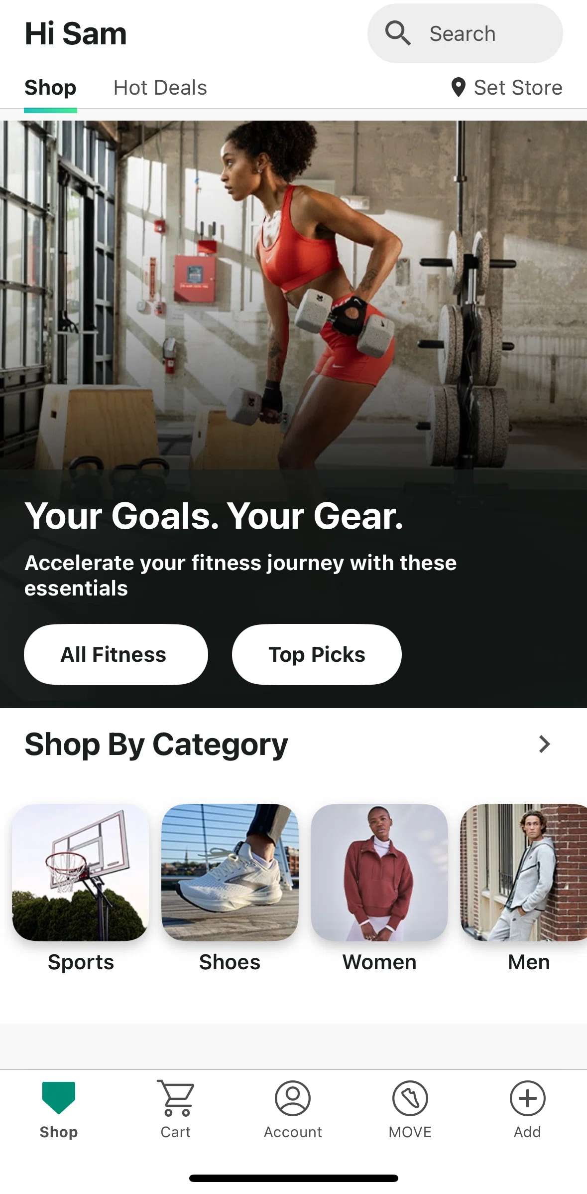 DICK’S Sporting Goods Screen screen in the Cart flow