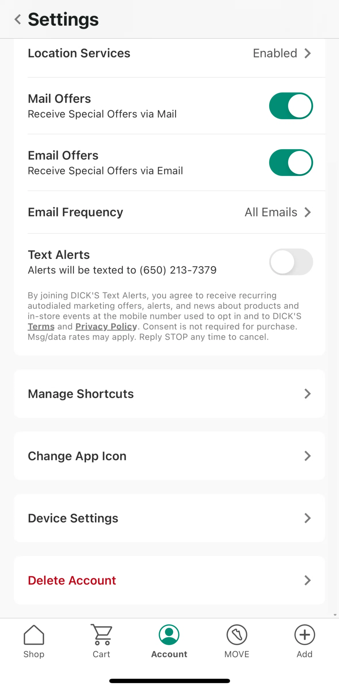 DICK’S Sporting Goods Screen screen in the Changing app icon flow