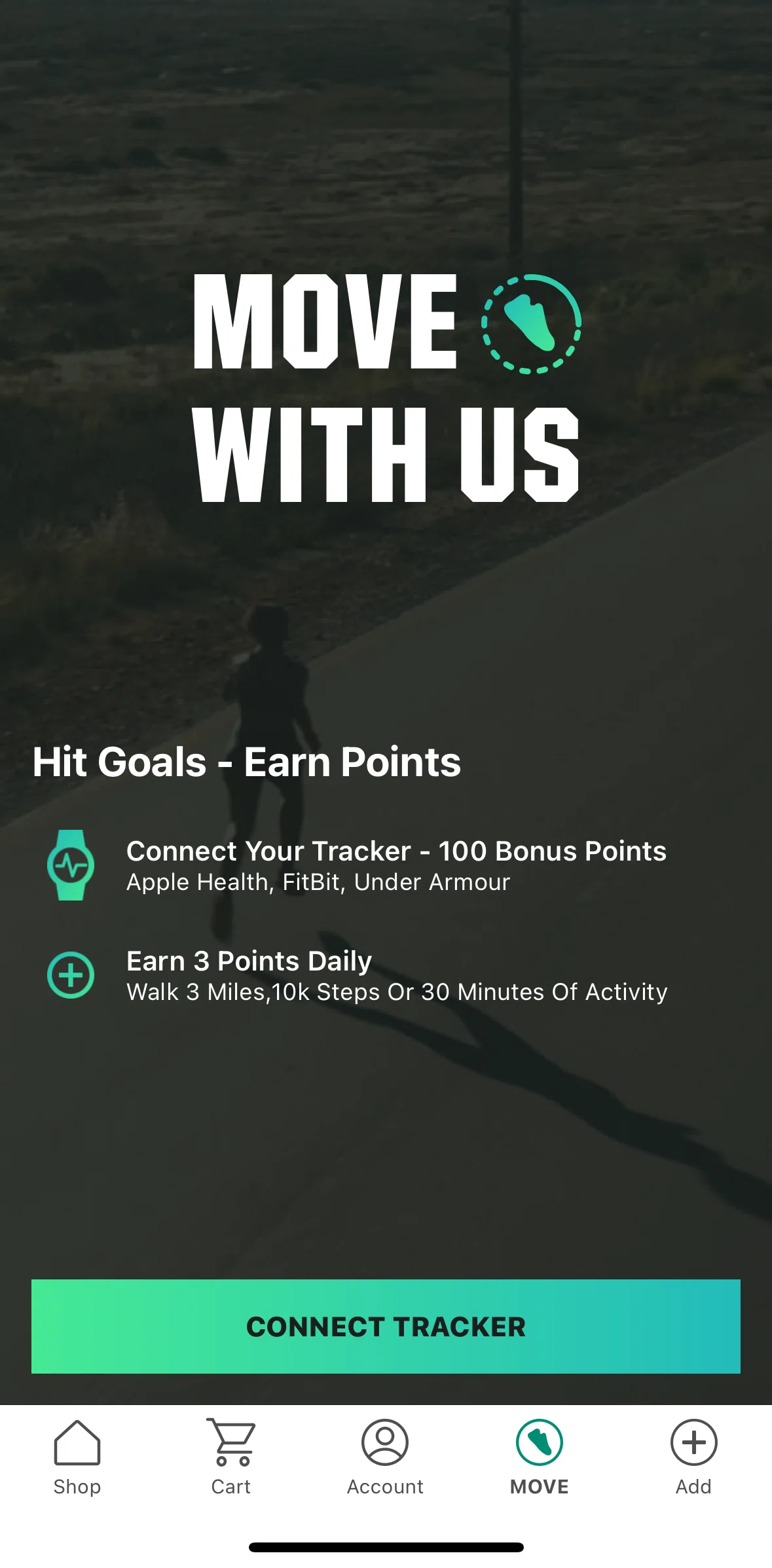 DICK’S Sporting Goods Screen screen in the Connecting a tracker flow