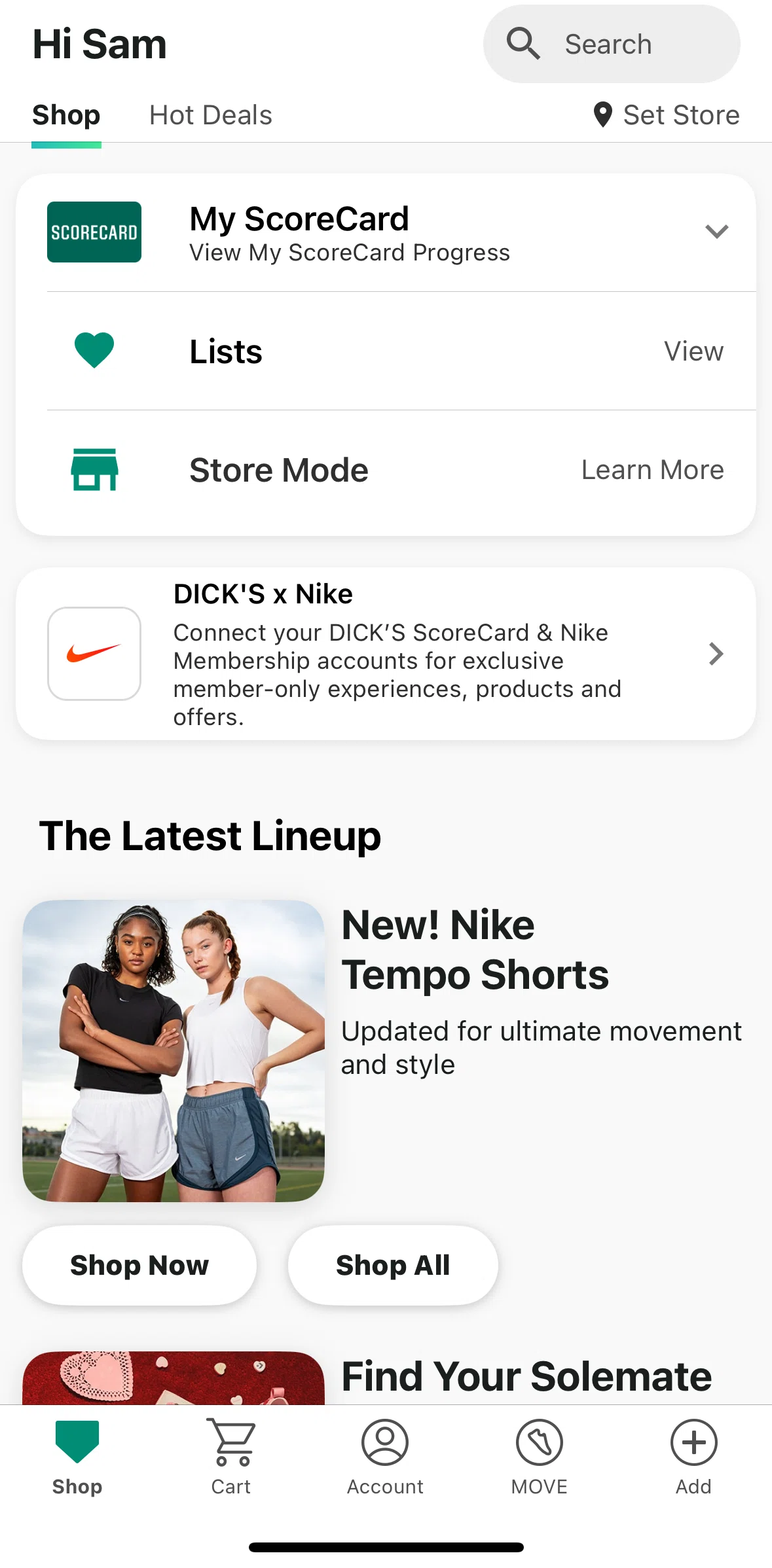 DICK’S Sporting Goods Screen screen in the DICK'S x Nike flow