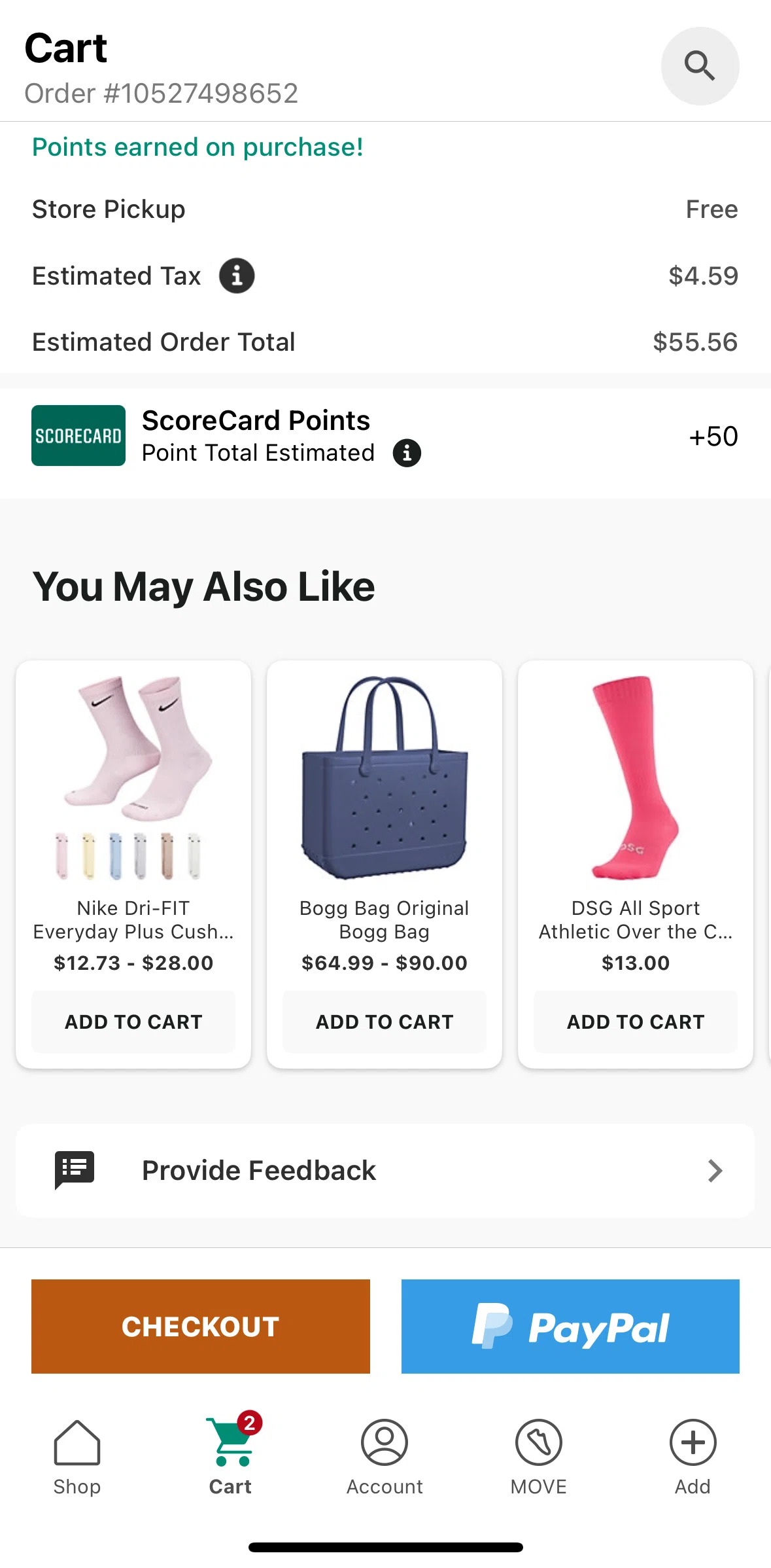 DICK’S Sporting Goods Screen screen in the Sending feedback flow