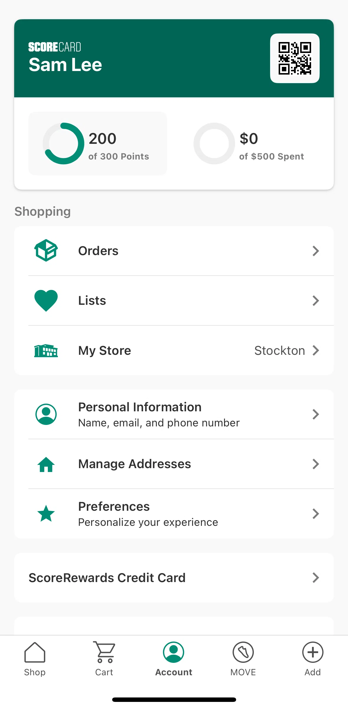 DICK’S Sporting Goods Screen screen in the View points history flow