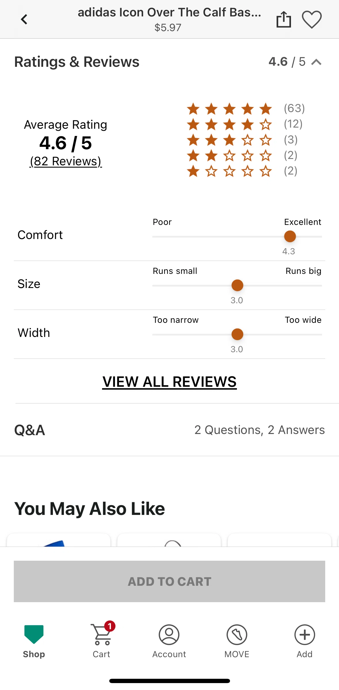 DICK’S Sporting Goods Screen screen in the View reviews flow