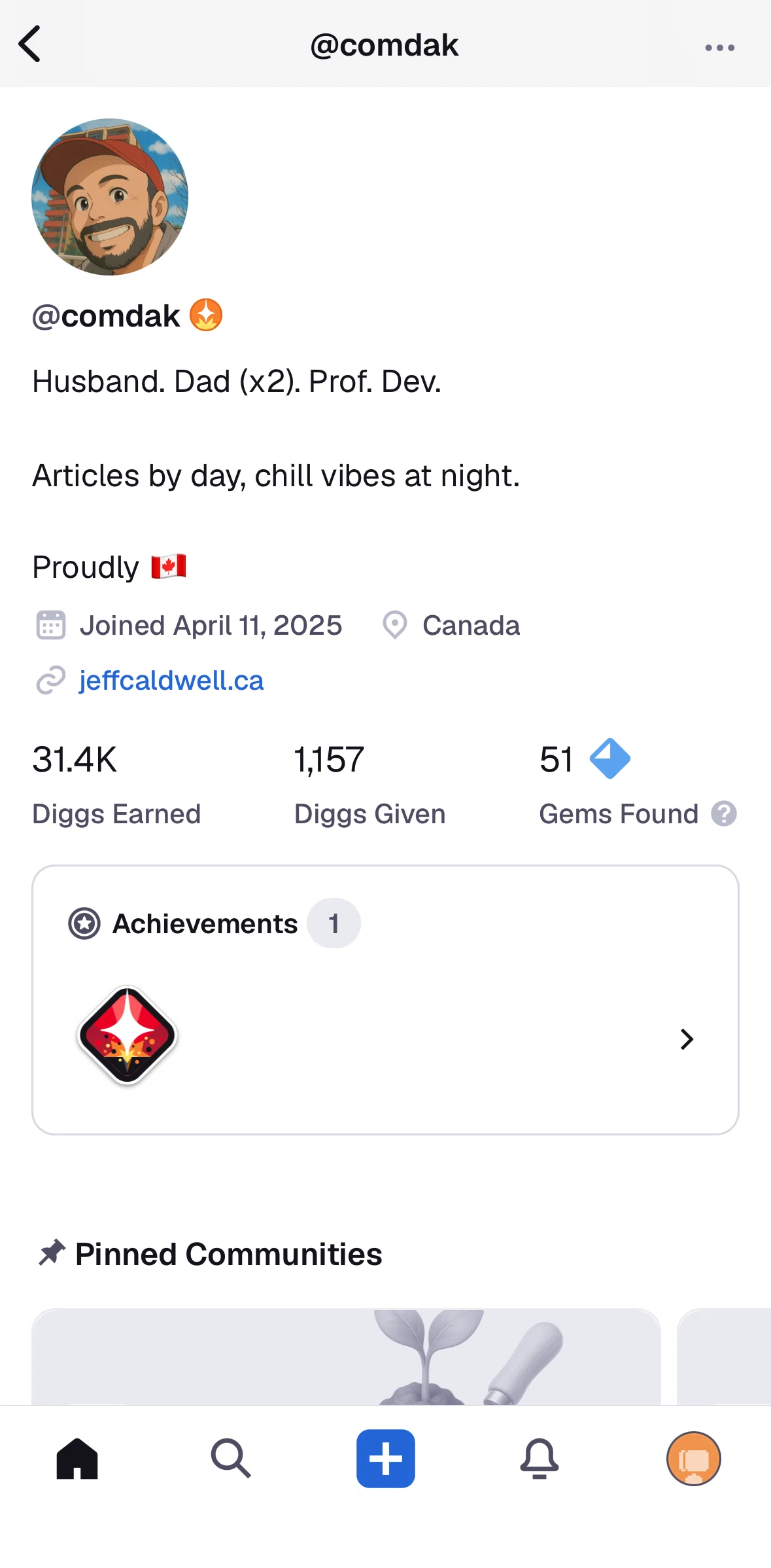 Digg Screen screen in the Achievements flow