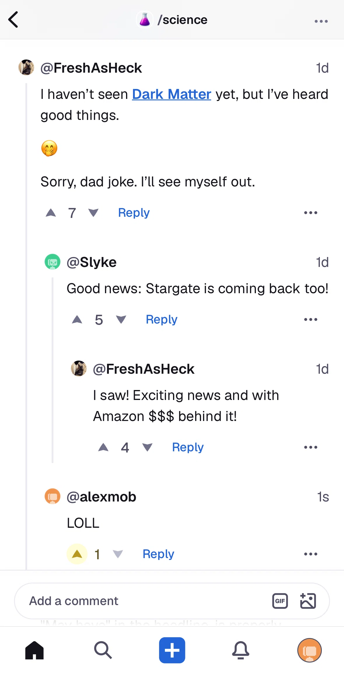 Digg Screen screen in the Deleting a comment flow