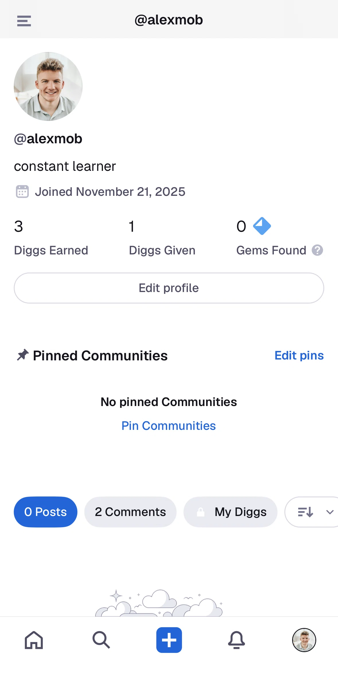 Digg Screen screen in the Pinning communities flow