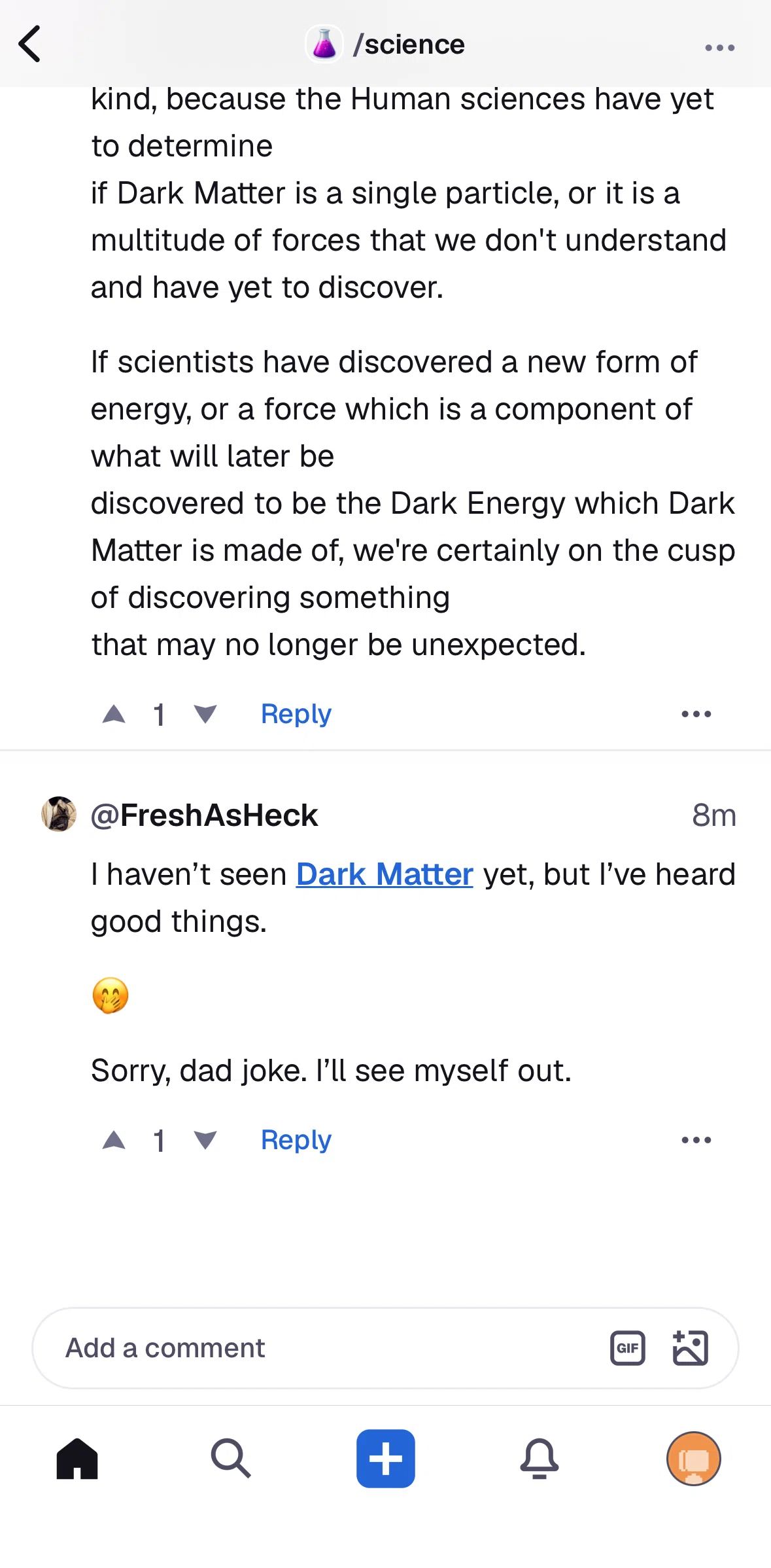 Digg Screen screen in the Replying to a comment flow