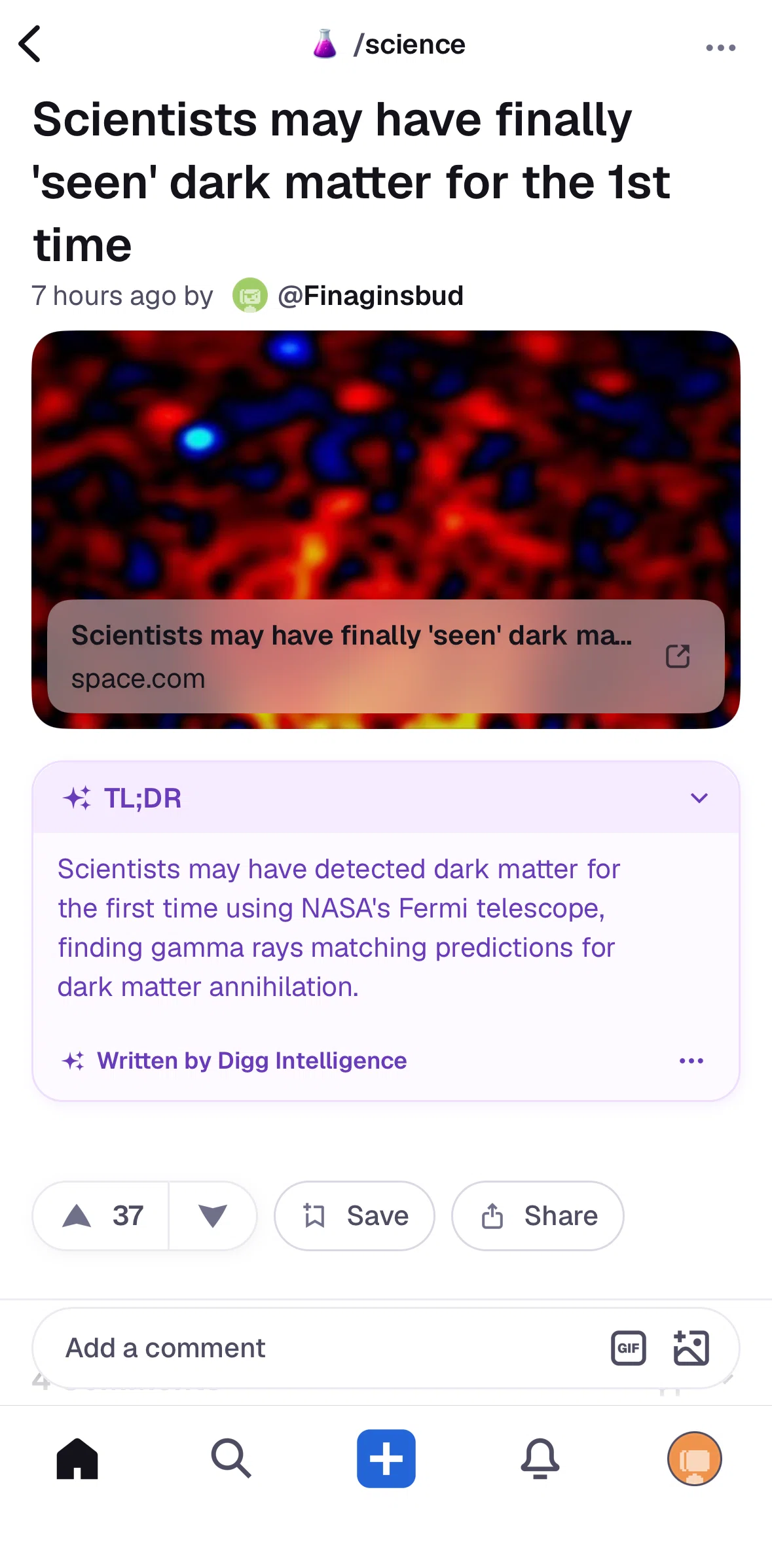 Digg Screen screen in the Reporting a post flow
