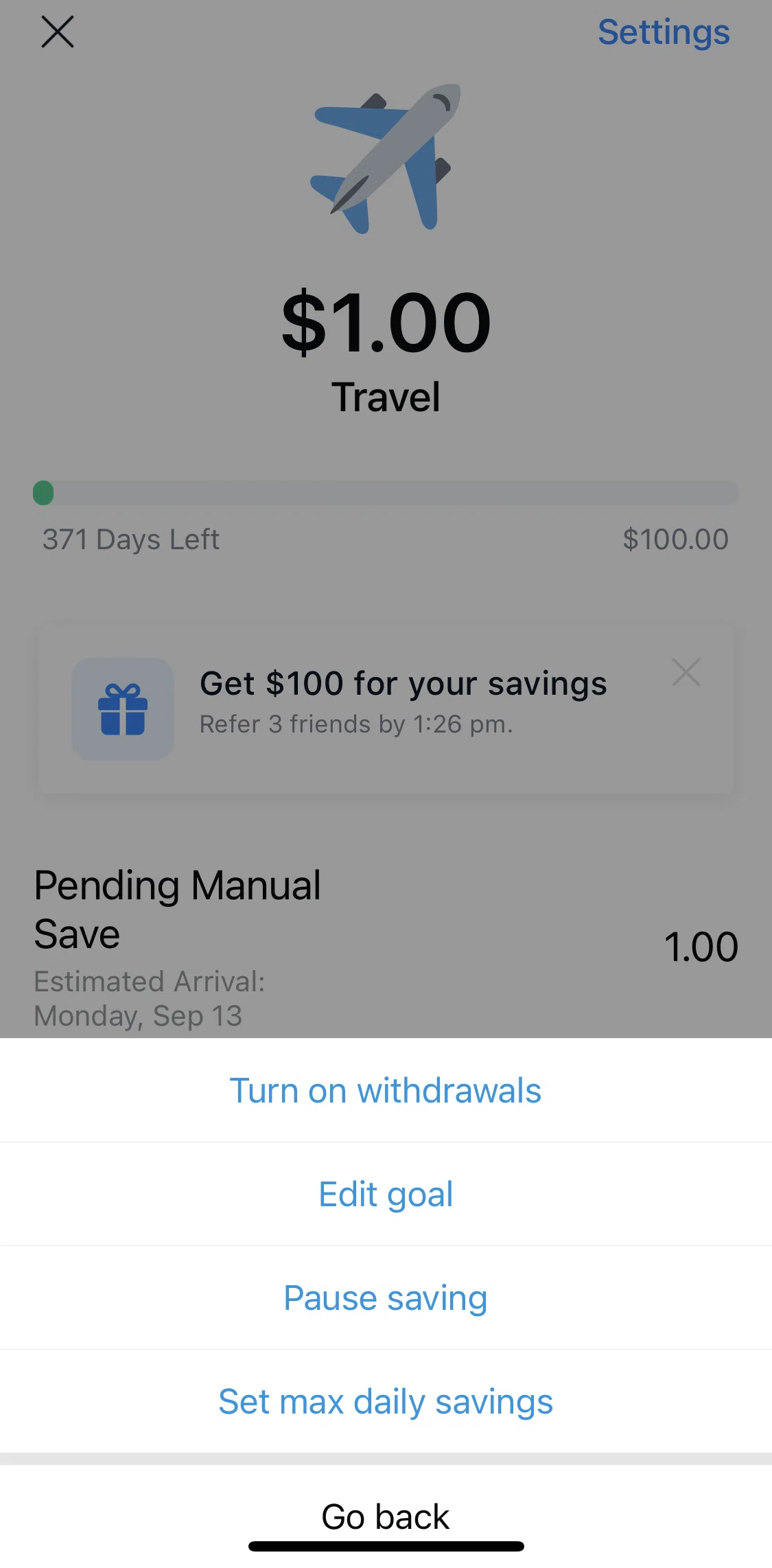 Digit Screen screen in the Setting maximum daily save flow