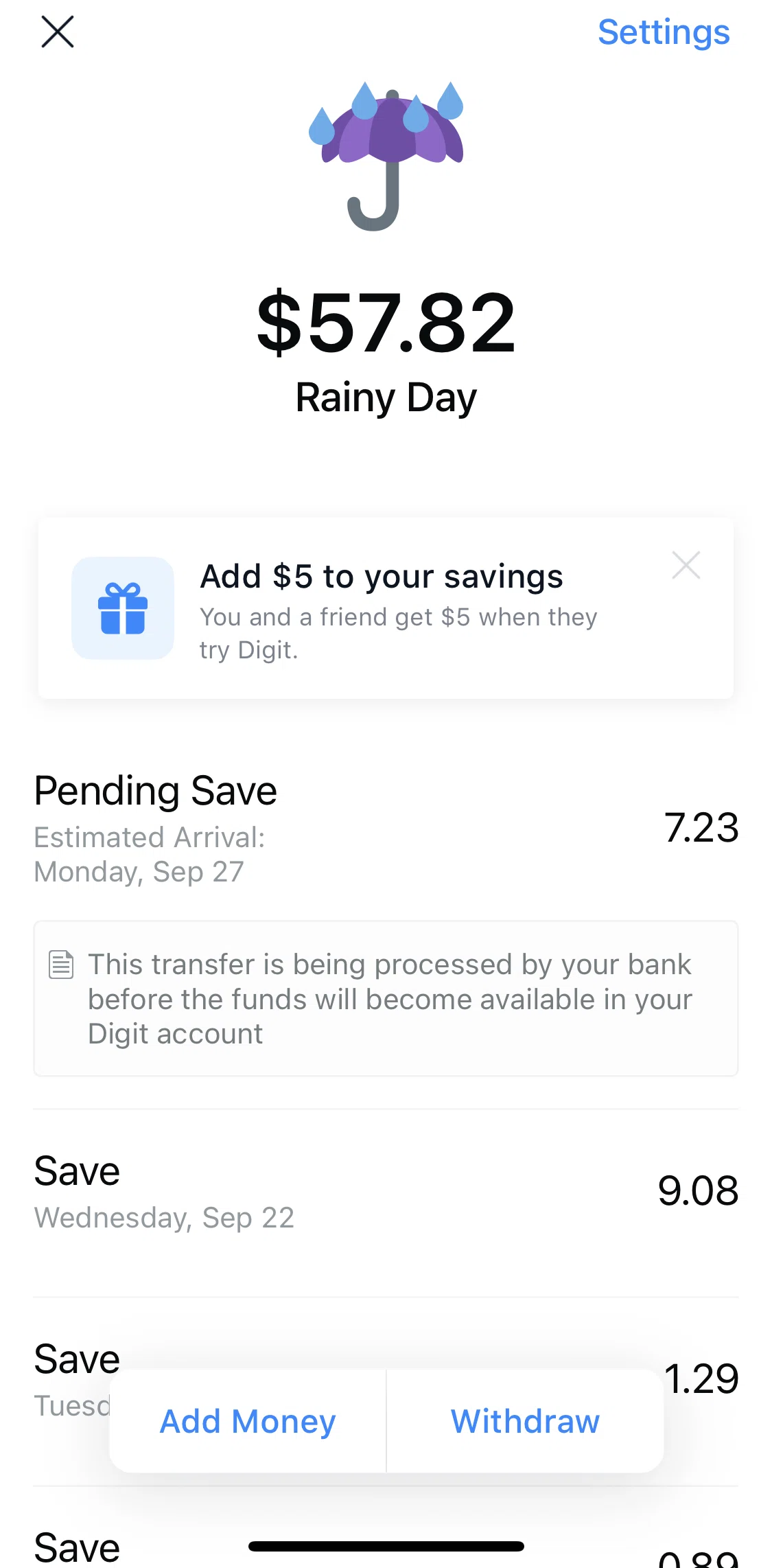 Digit Screen screen in the Withdrawing money flow