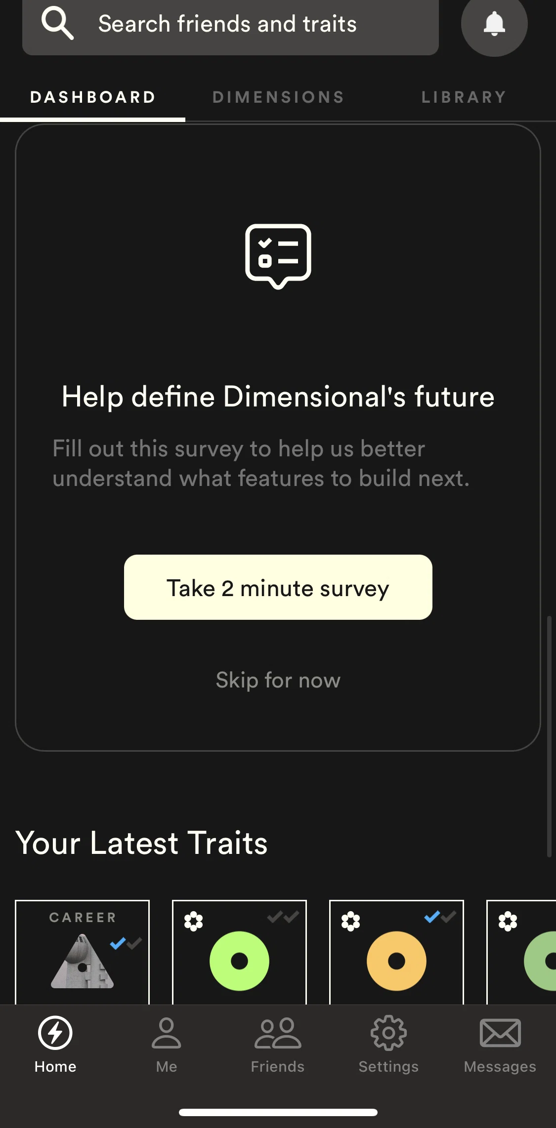Dimensional Screen screen in the Sending feedback flow