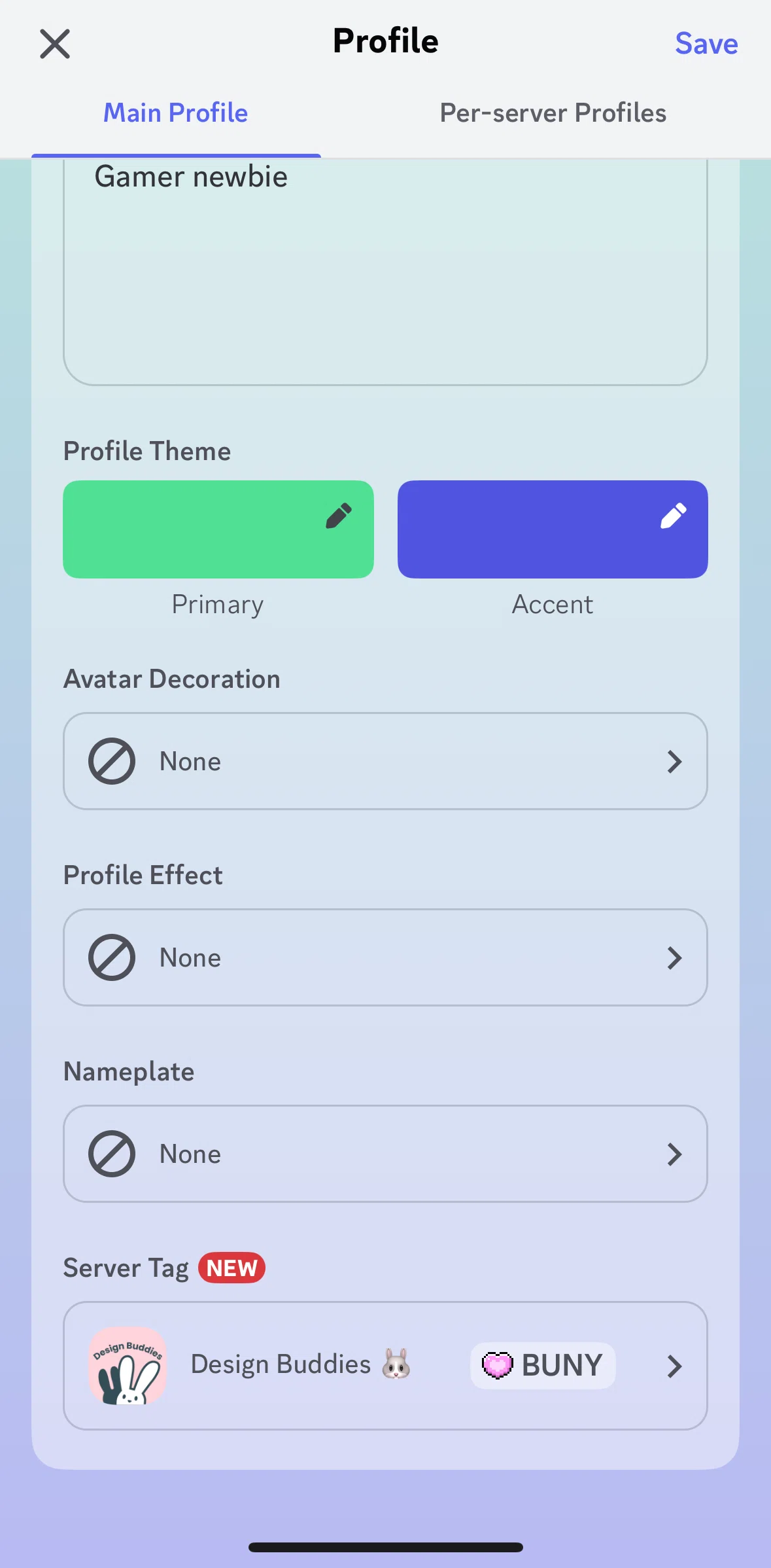 Discord Screen 1 screen in the Adding a decoration to collection flow