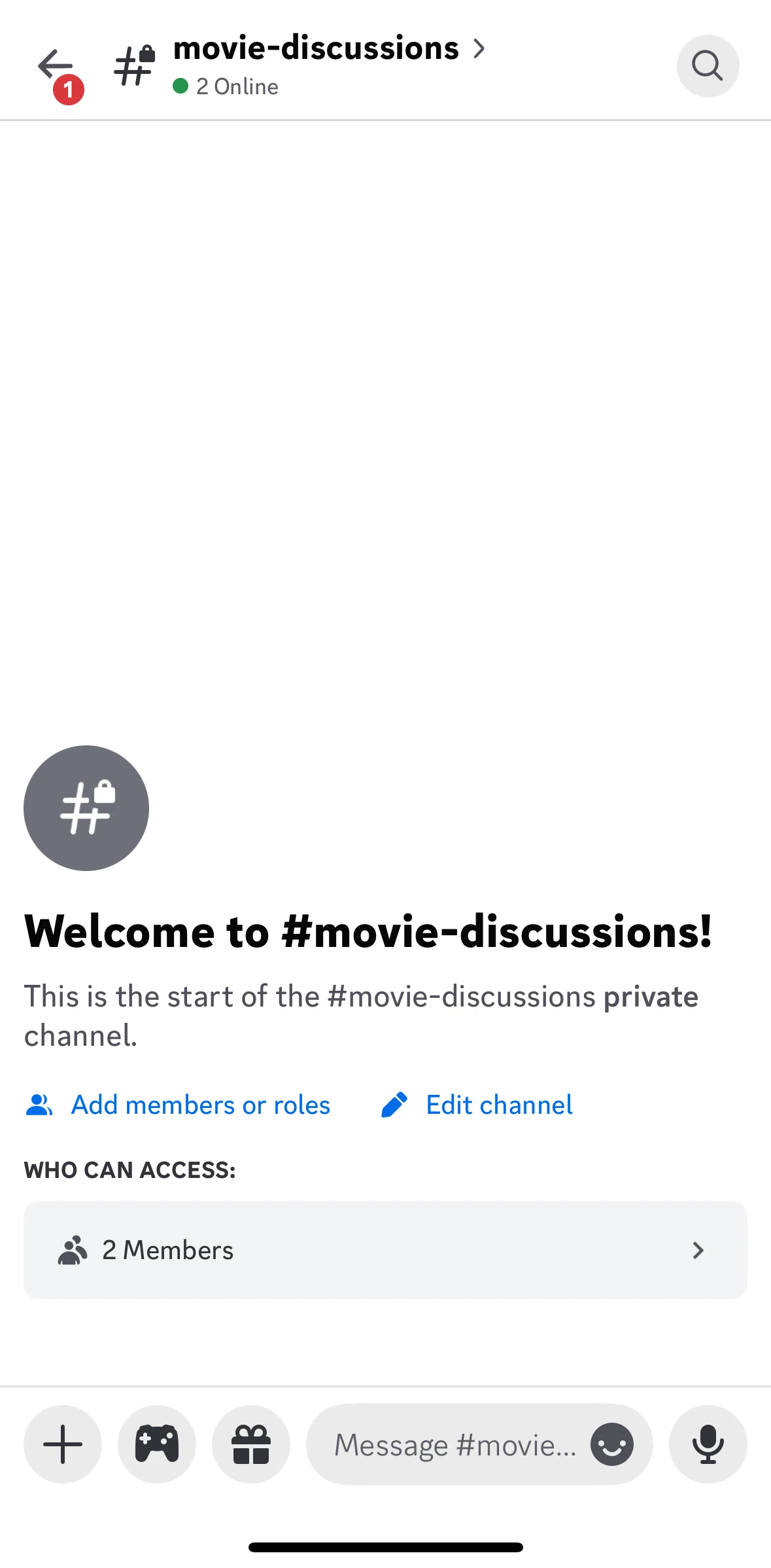 Discord Screen 1 screen in the Adding a role flow