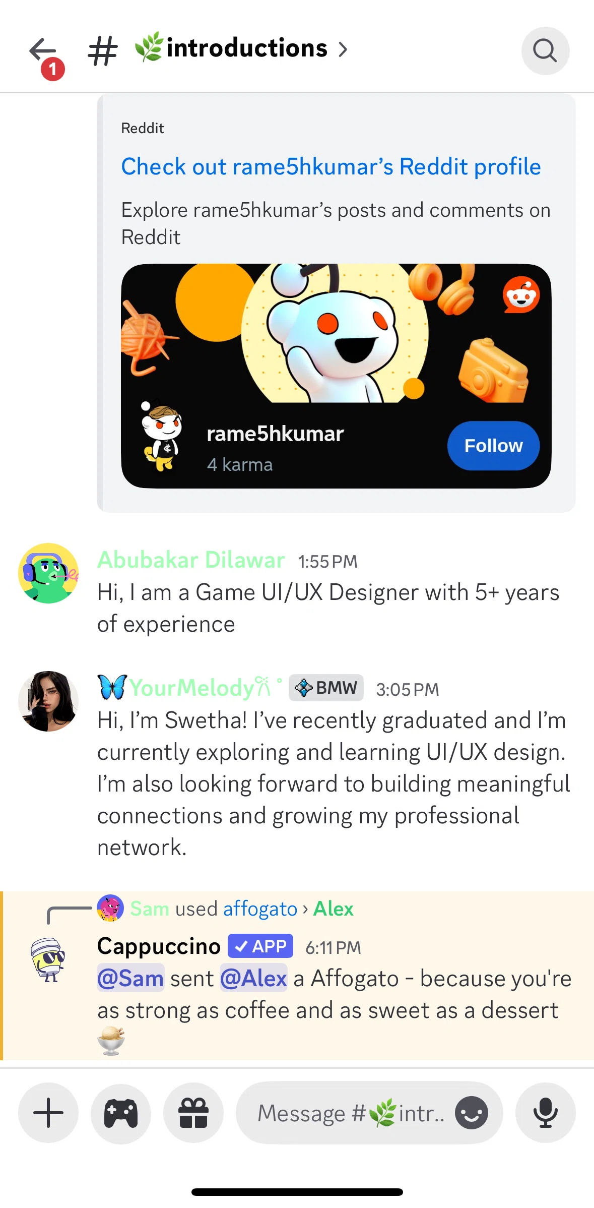 Discord Screen 1 screen in the App profile flow
