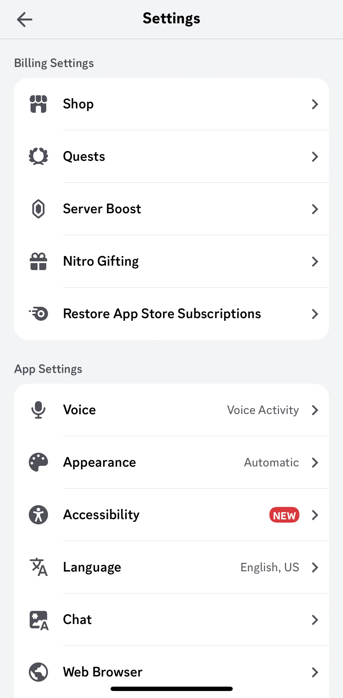 Discord Screen 1 screen in the Changing language flow