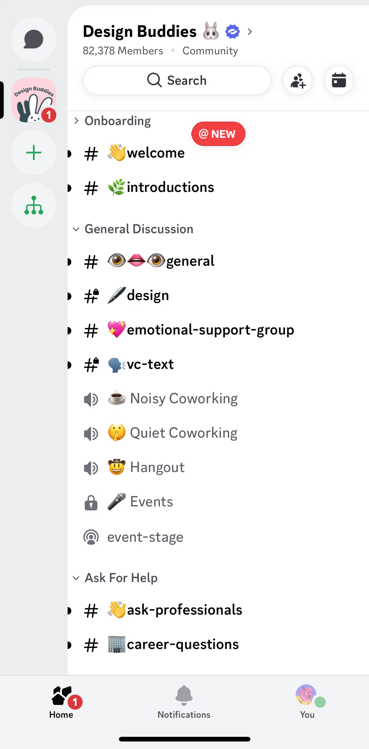 Discord Screen 1 screen in the Channel (text) flow