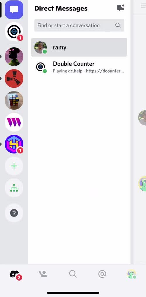 Discord Direct messages screen in the Chat flow