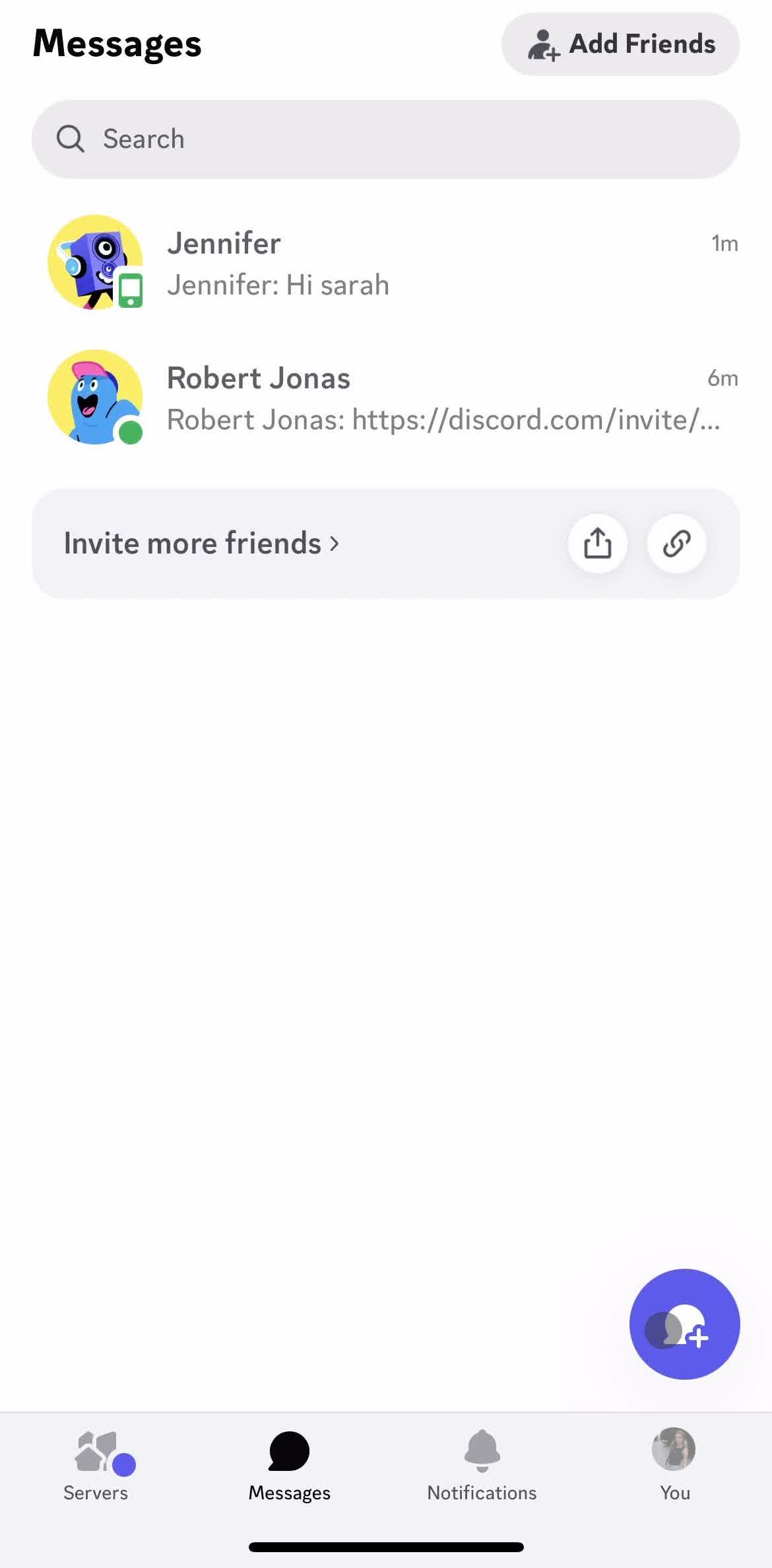 Discord Messages screen in the Creating A Group flow