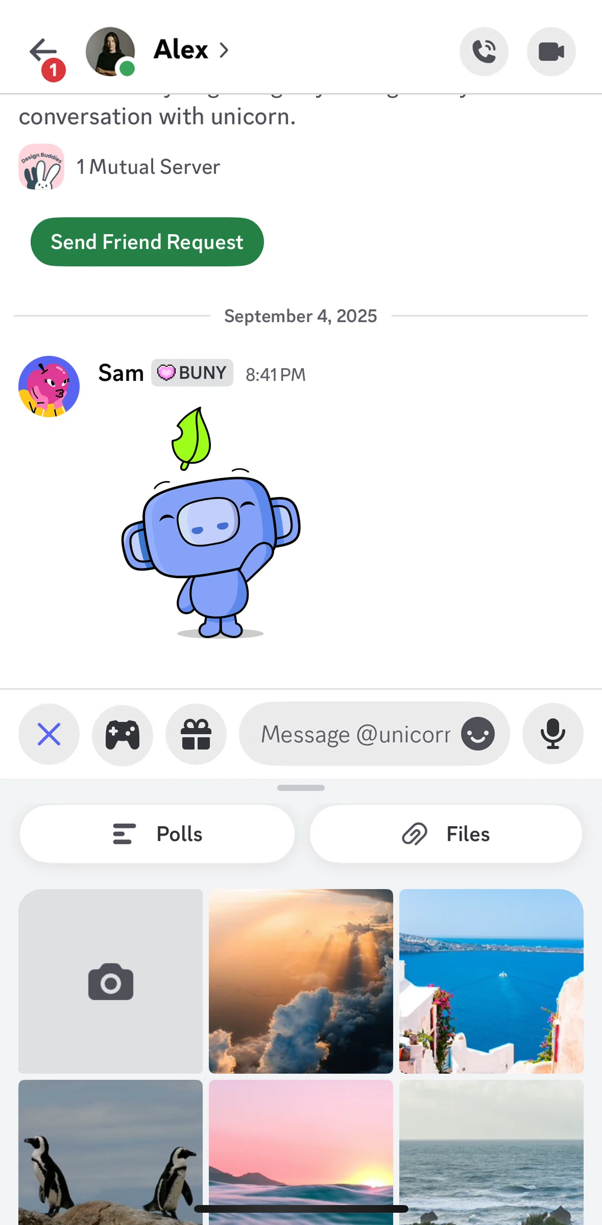 Discord Screen 1 screen in the Creating a poll flow