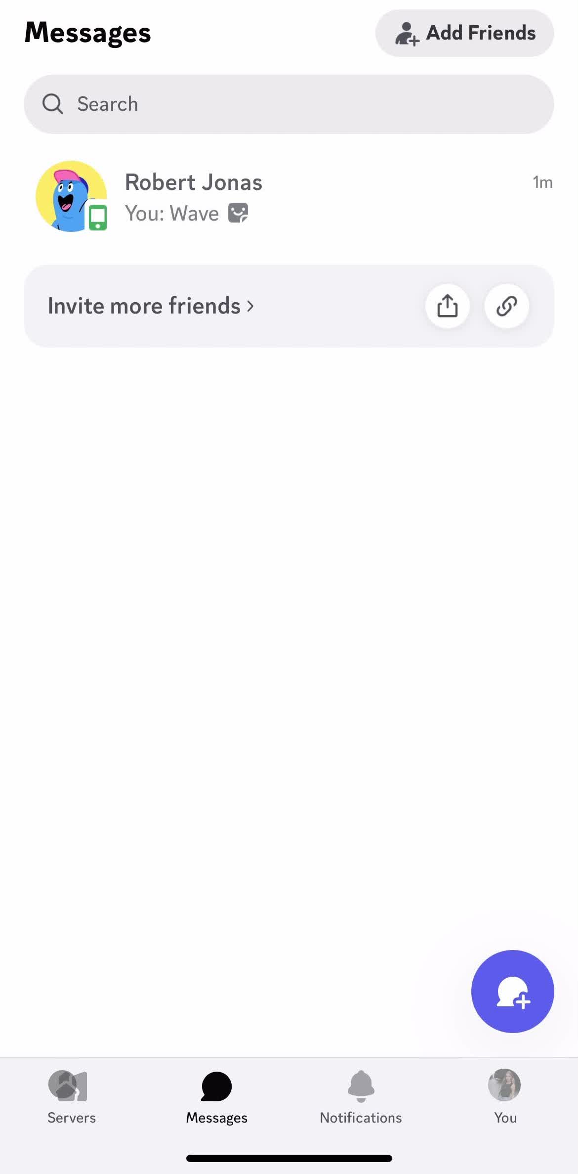 Discord Messages screen in the Creating A Server flow