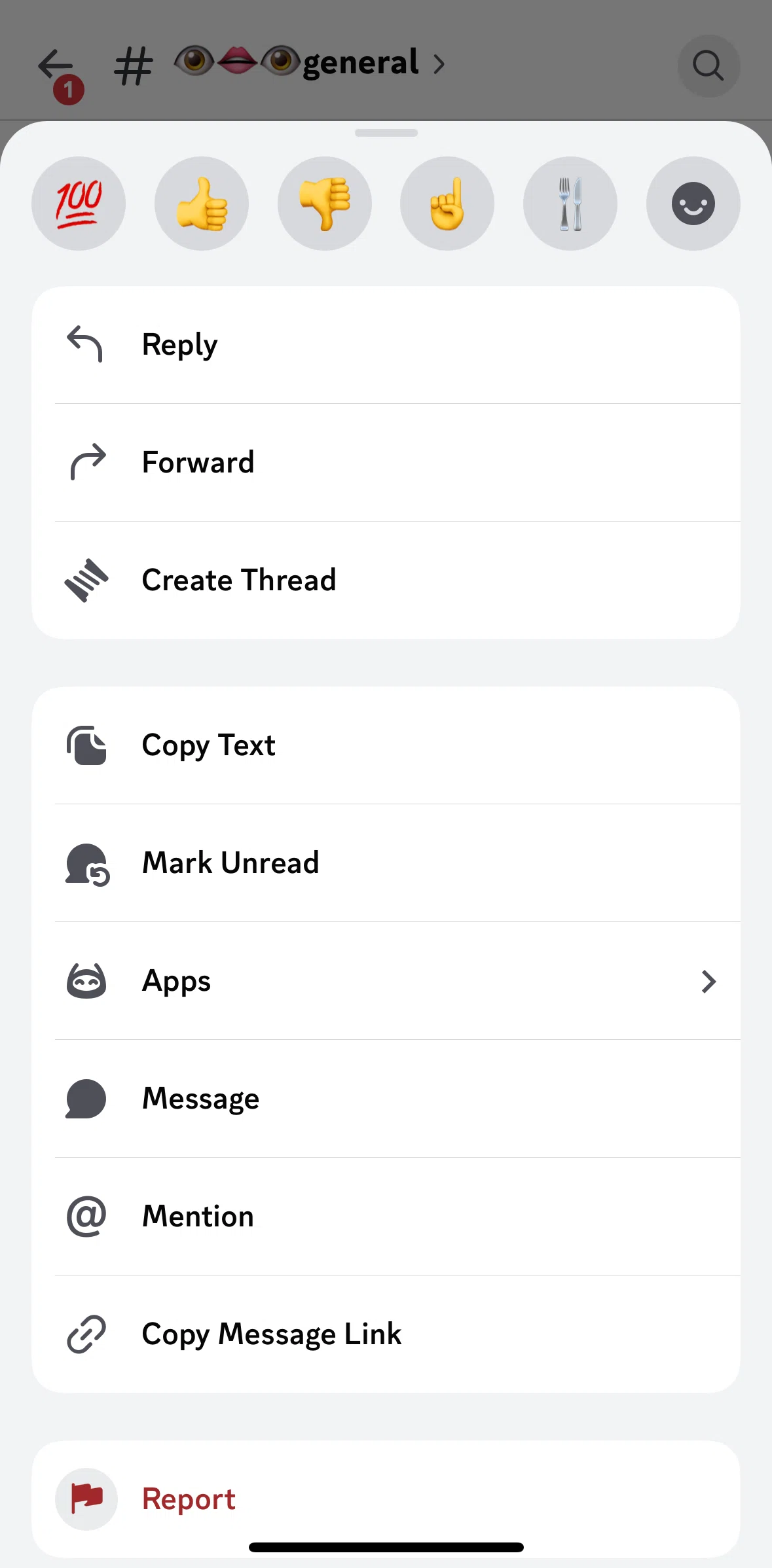 Discord Screen 1 screen in the Creating a thread flow