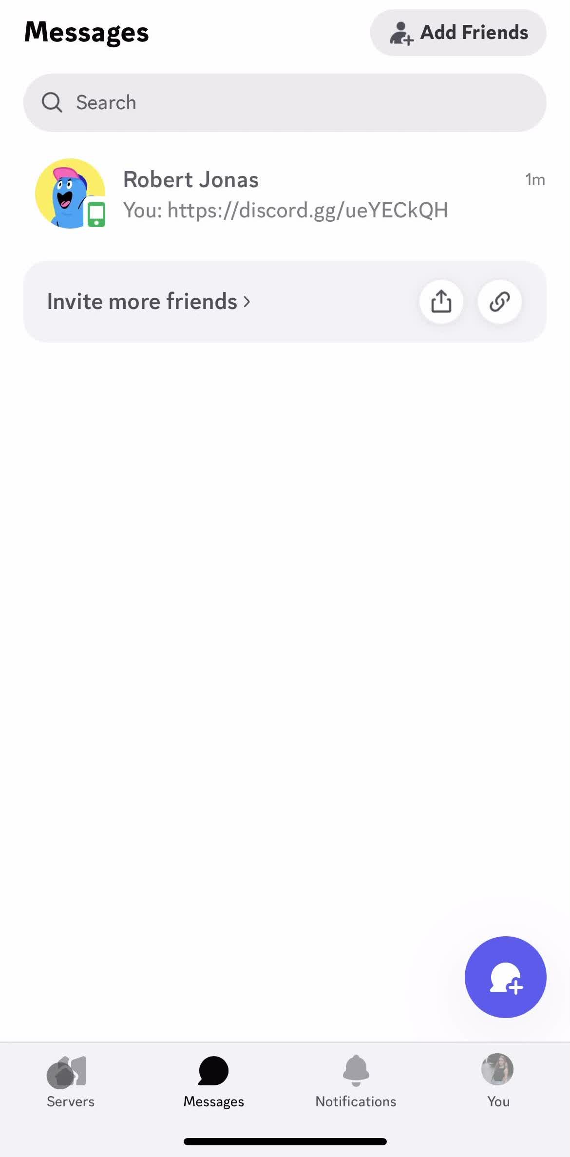 Discord Messages screen in the Creating An Event flow