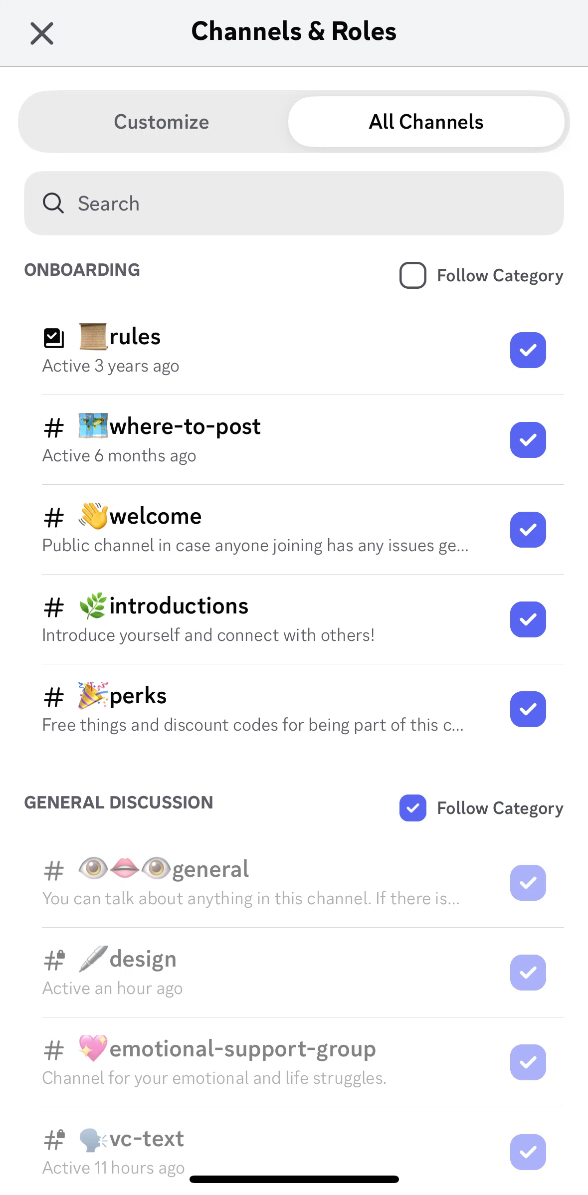 Discord Screen 1 screen in the Following a category flow