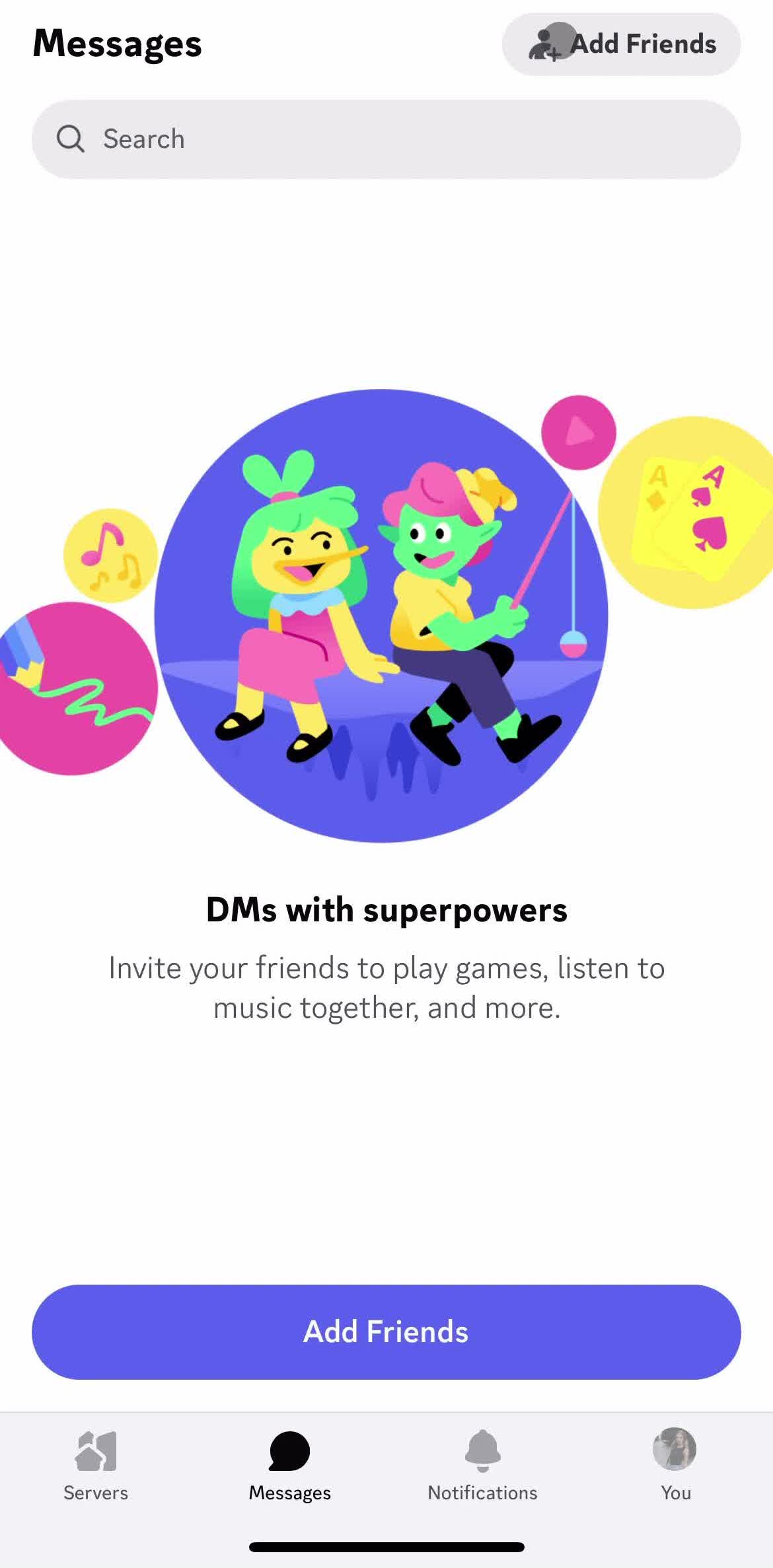 Discord Messages screen in the Inviting People flow