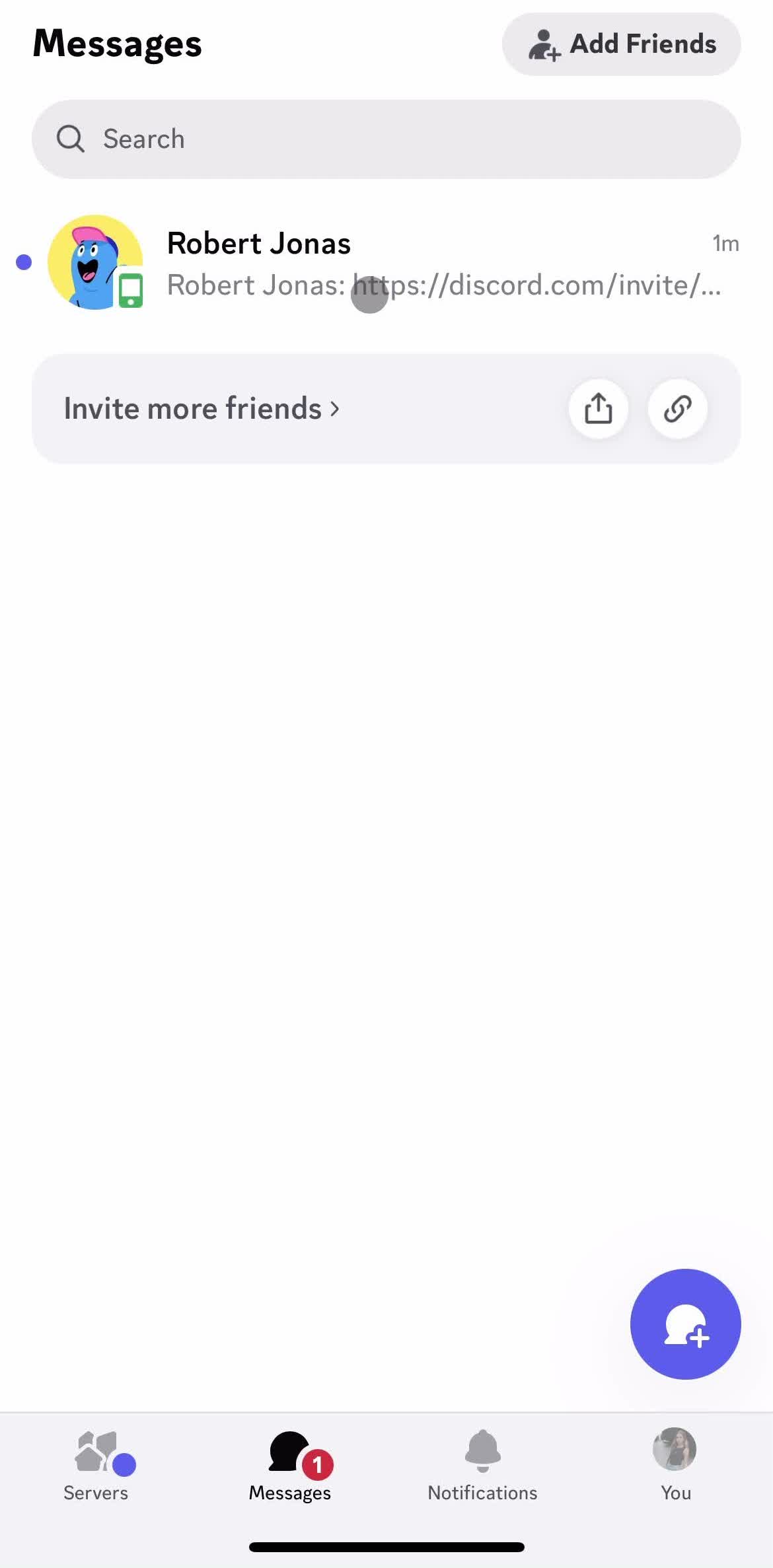 Discord Messages screen in the Joining A Server flow