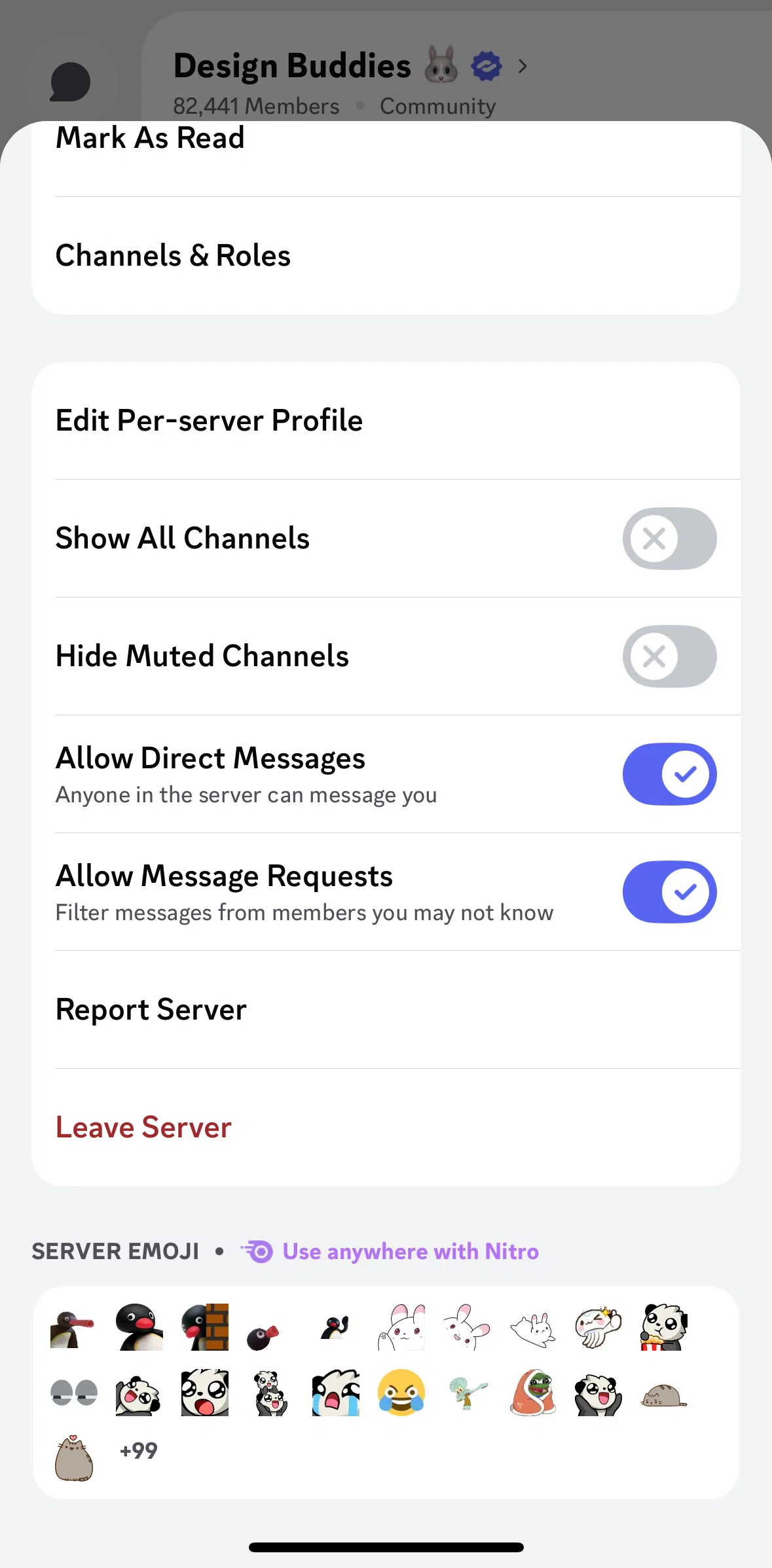Discord Screen 1 screen in the Leaving a server flow