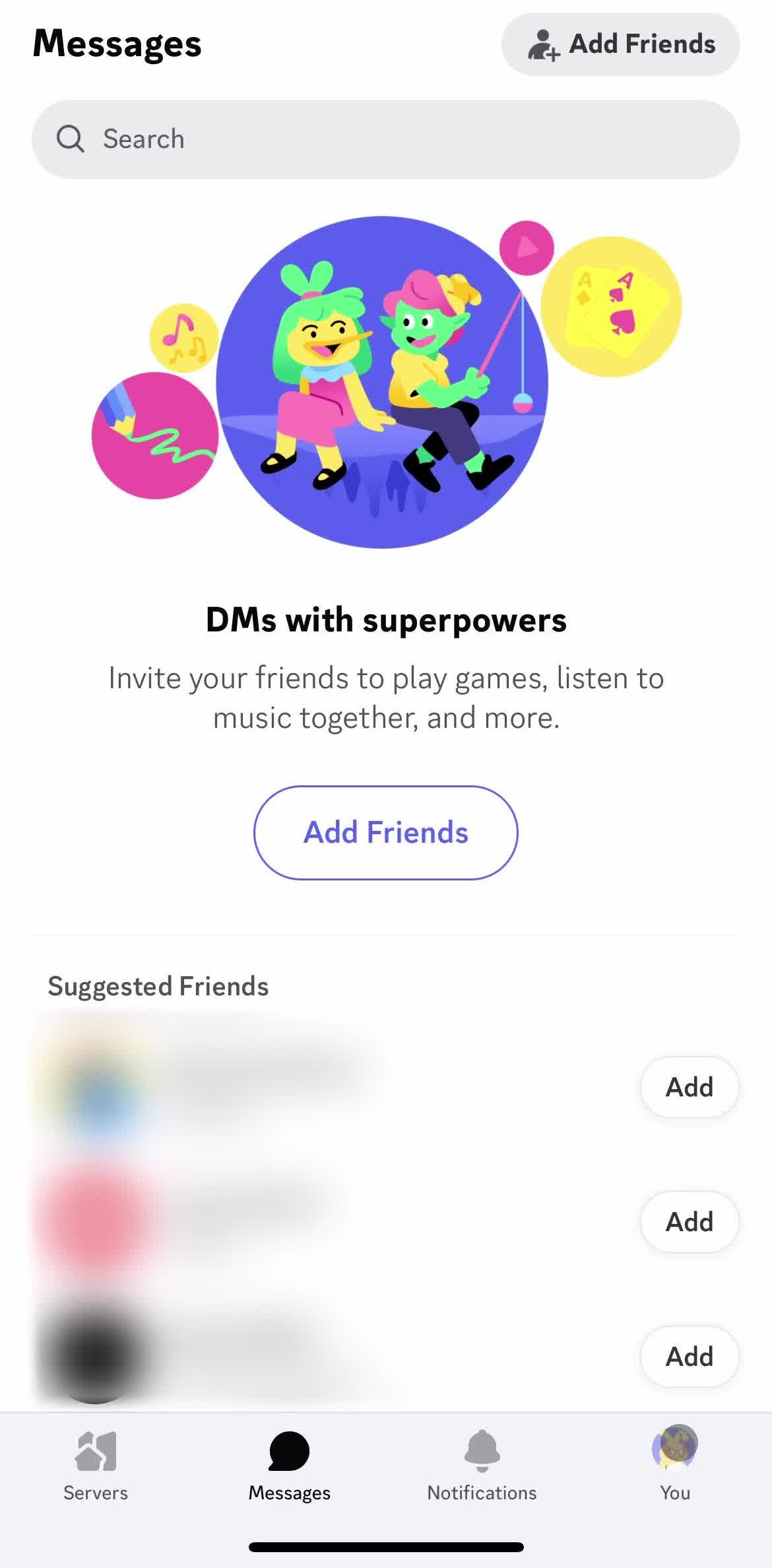 Discord Messages screen in the Logging Out flow