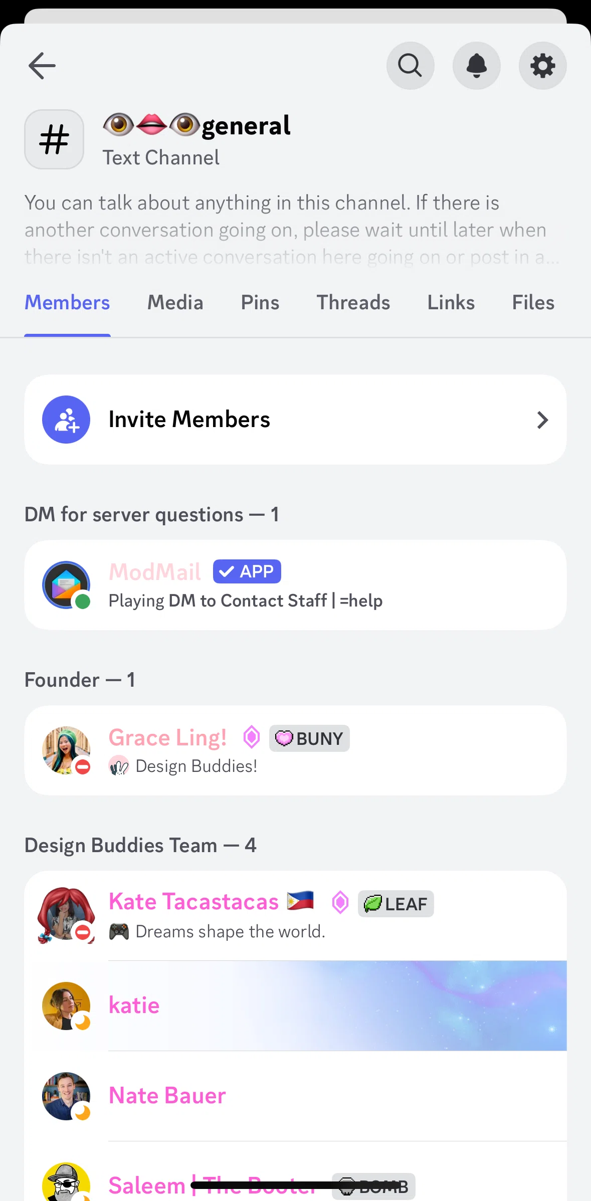 Discord Screen 1 screen in the Muting a channel flow