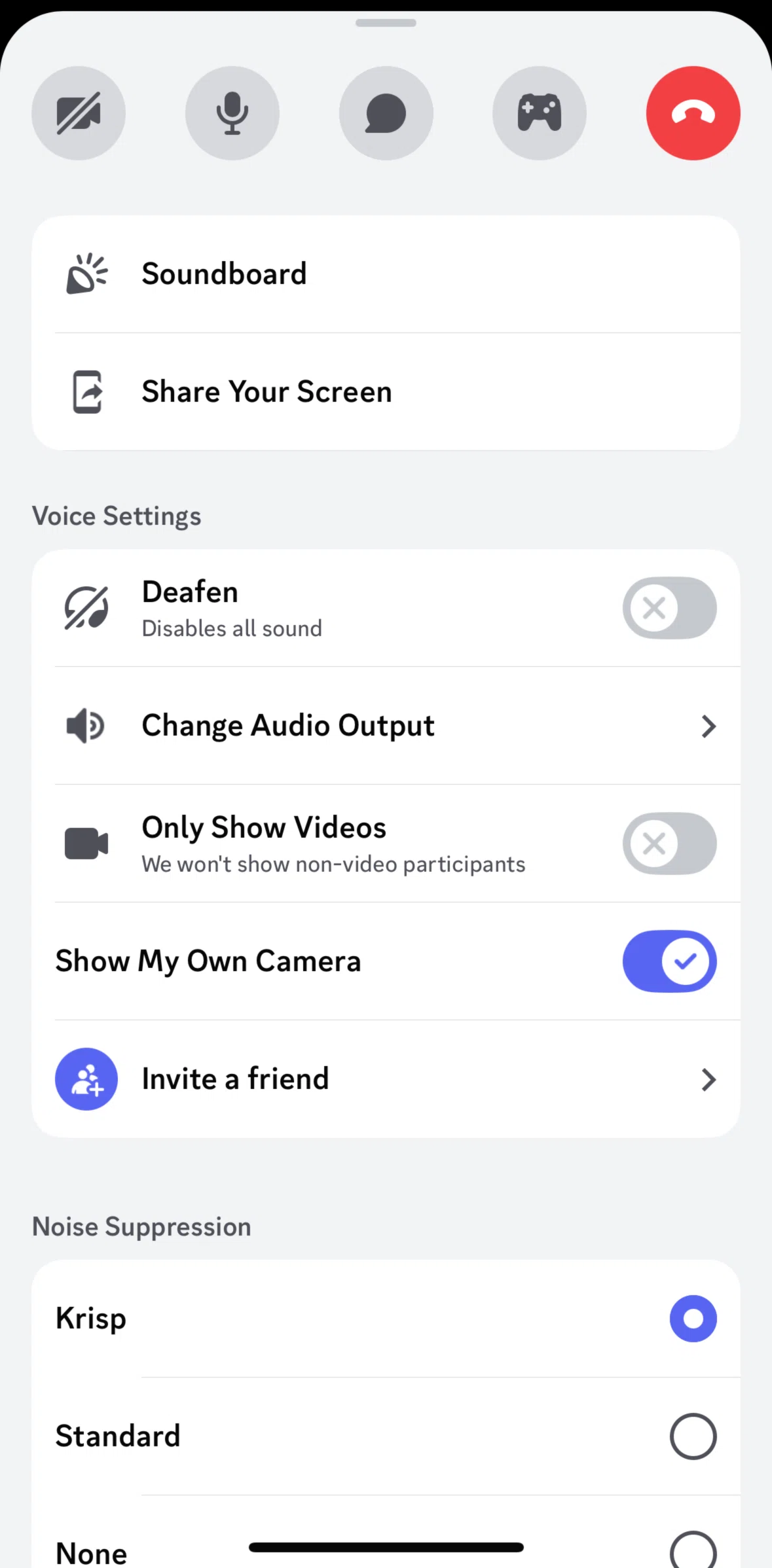 Discord Screen 1 screen in the Selecting a sound flow