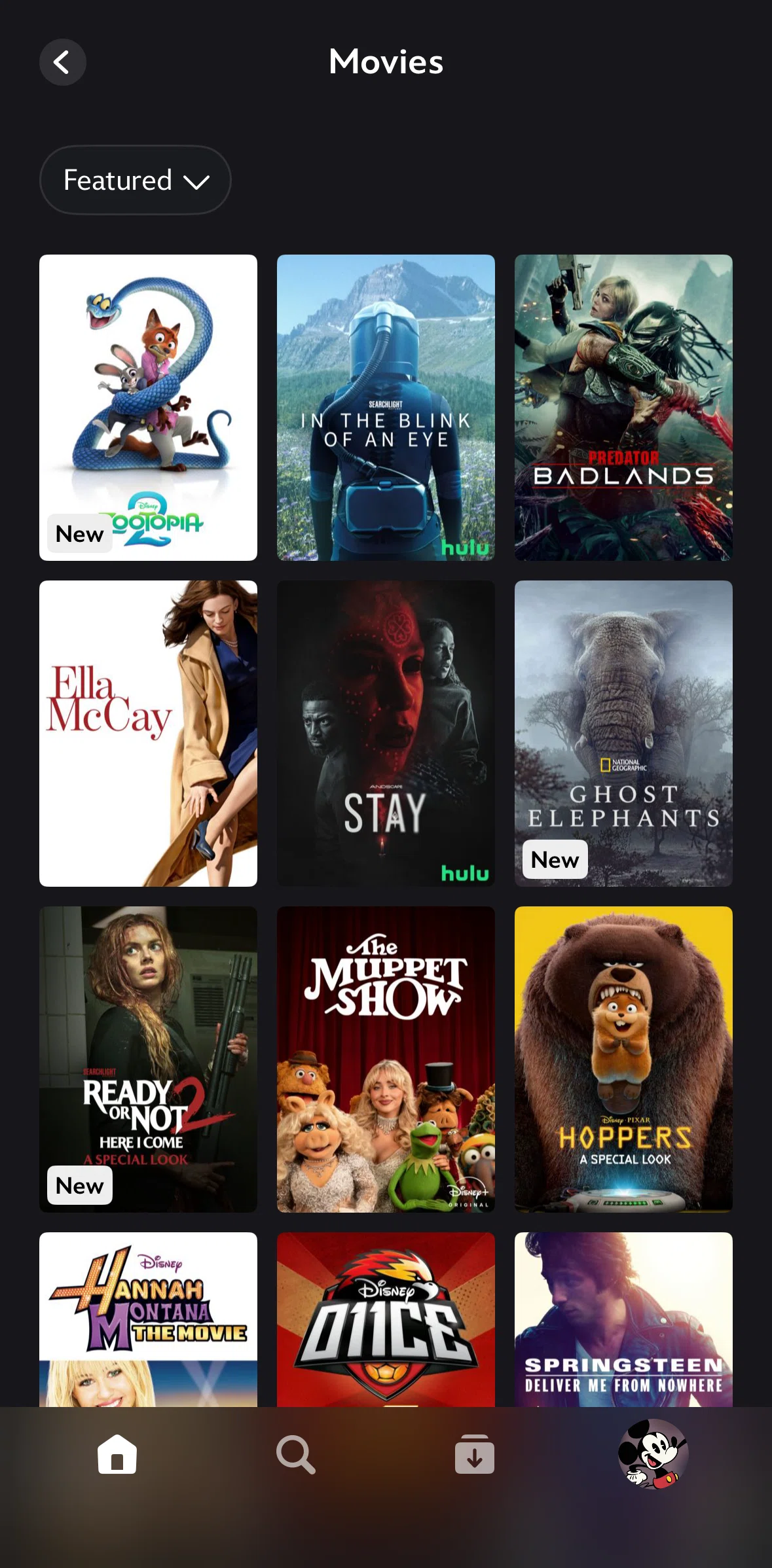 Disney+ Screen screen in the Filtering movies flow