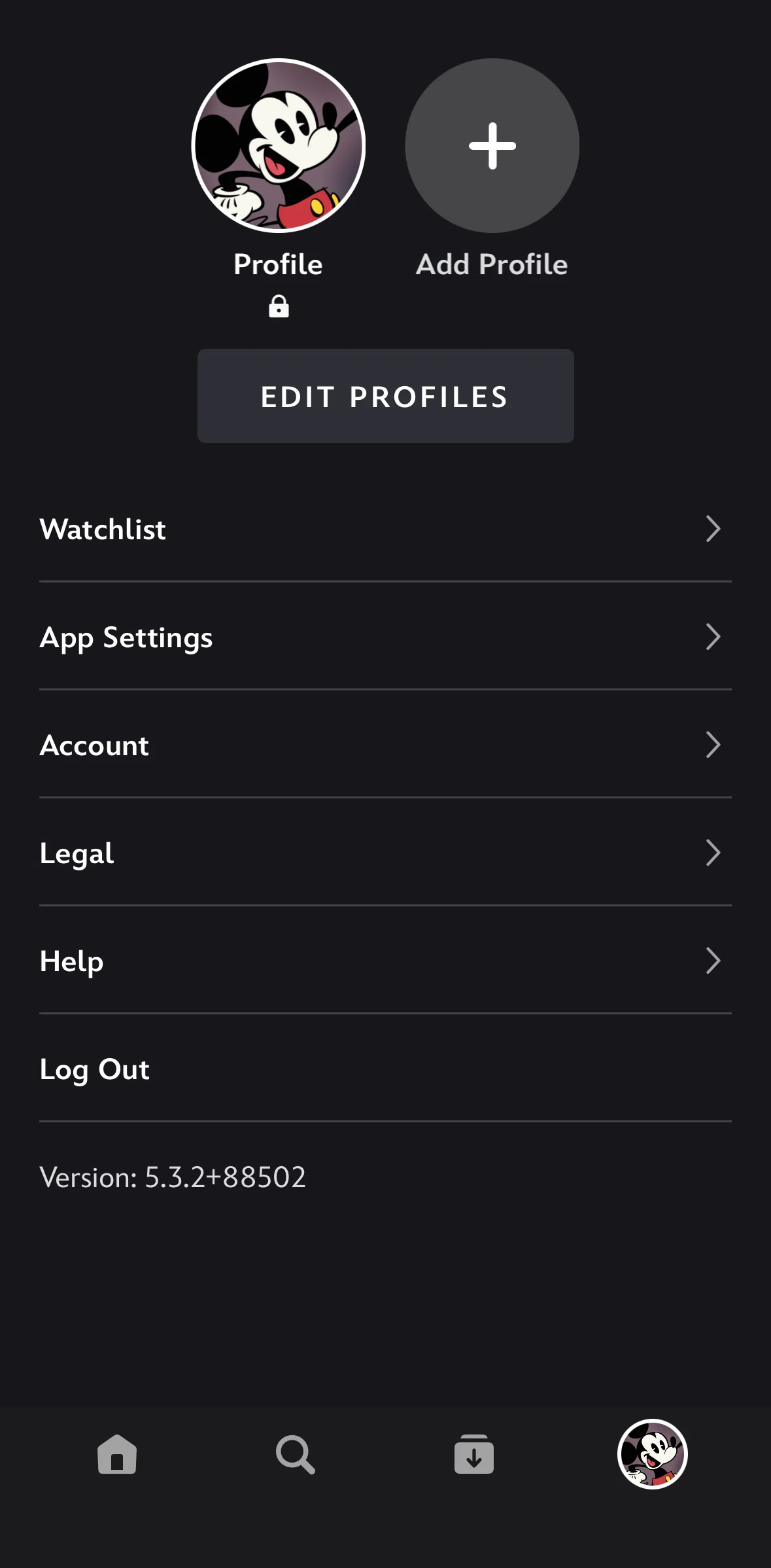 Disney+ Screen screen in the Watchlist flow