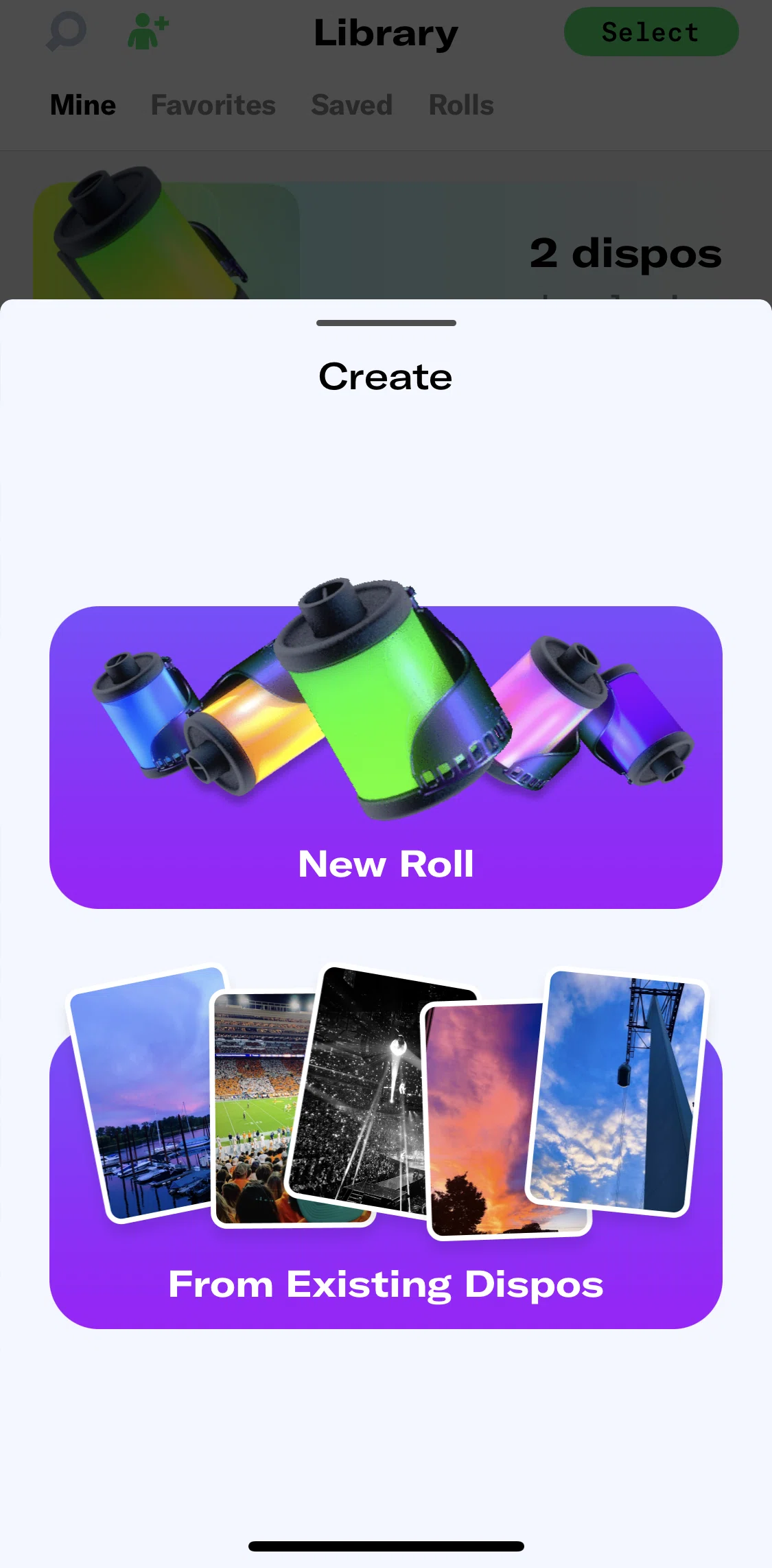 Dispo Screen screen in the Creating roll from existing Dispos flow