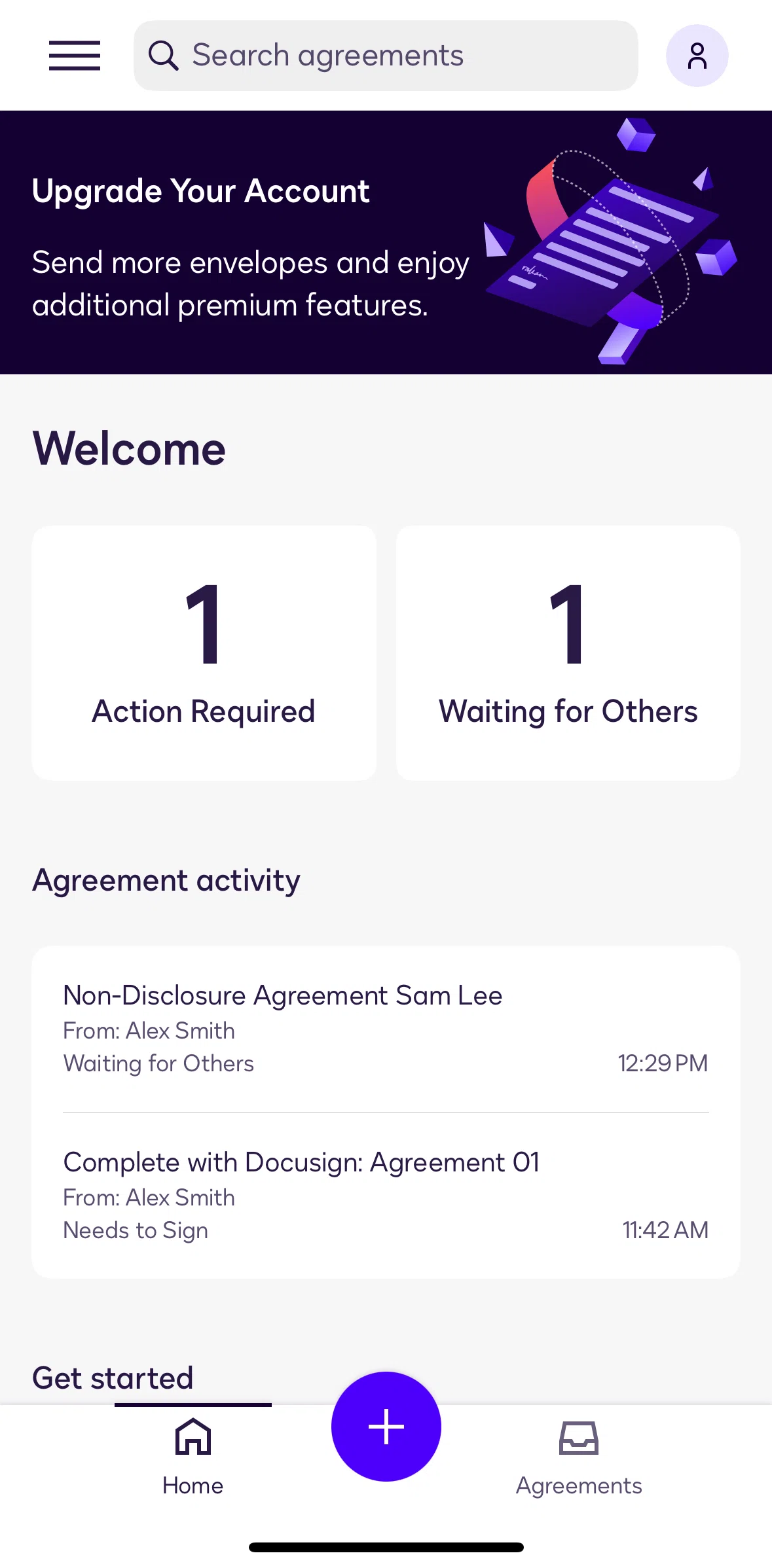 Docusign Screen screen in the Account flow