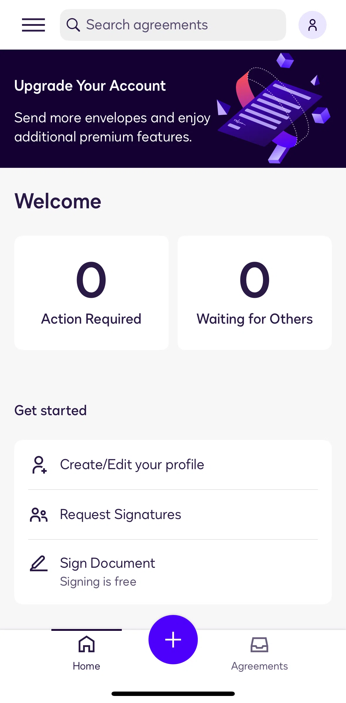 Docusign Screen screen in the Action required flow
