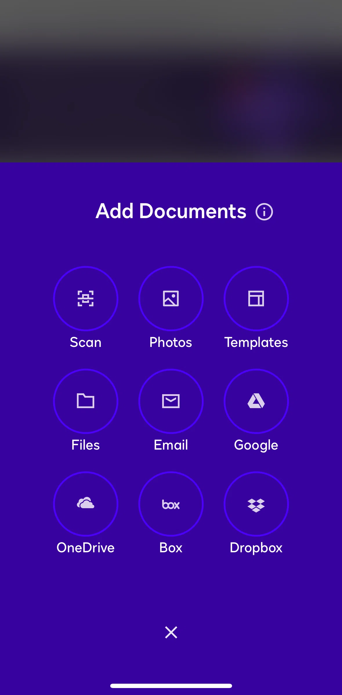 Docusign Screen screen in the Add documents information flow